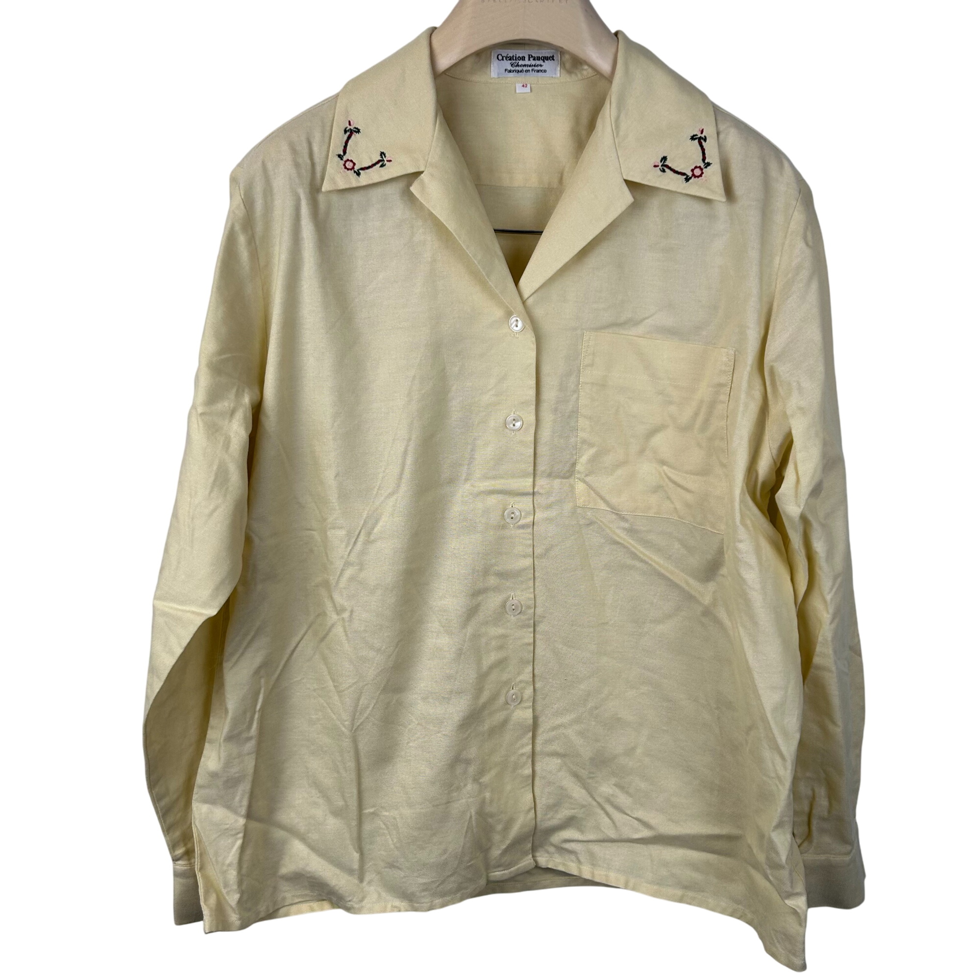 Cration pauquet - Chemisier vintage beurre 100% coton - Taille 46 - Label Emmaus - Modalova
