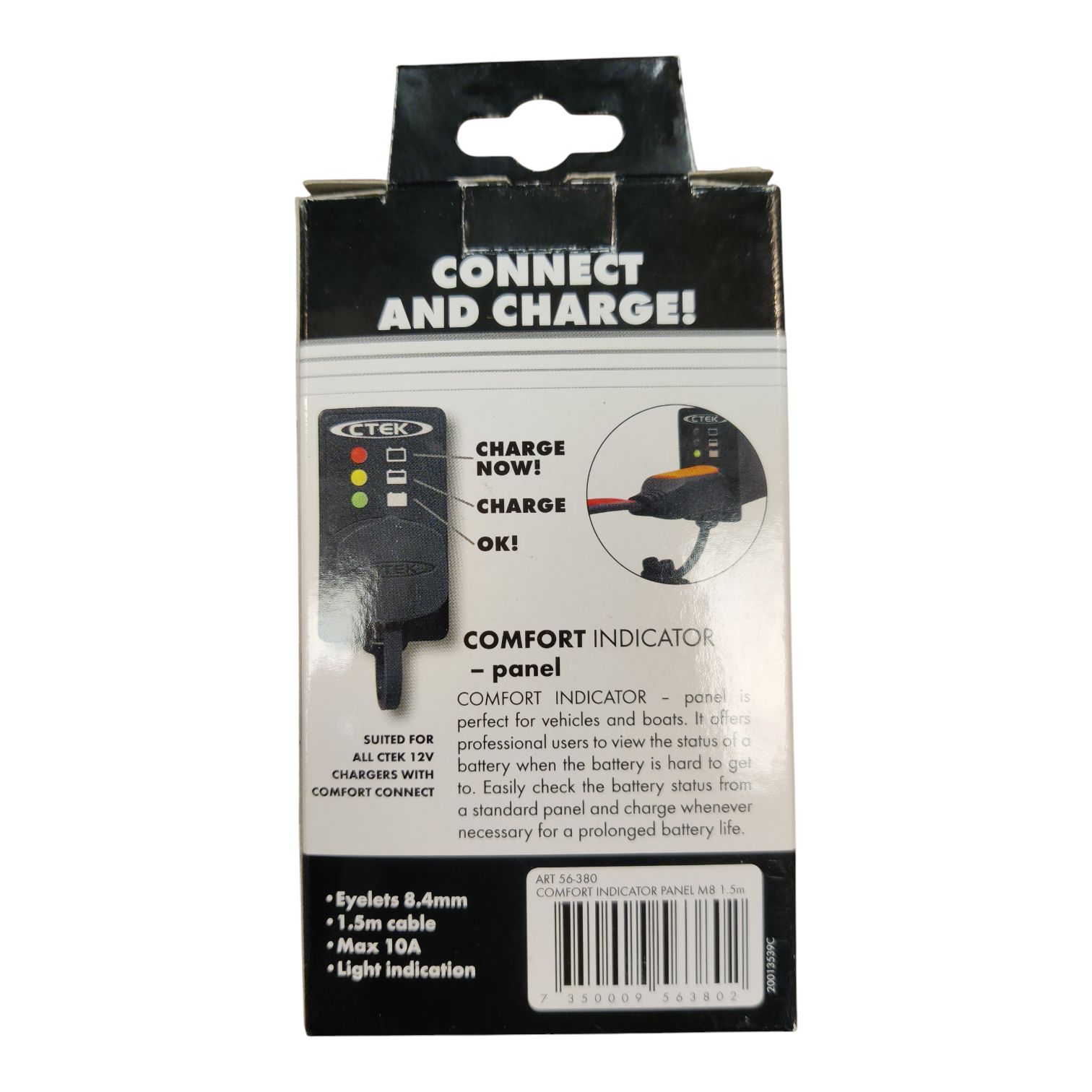Indicateur (et prise) de charge batterie CTEK 1,5m (Confort indicator panel) pour tableau bord voiture, bateau... Comme neuf - Vue 2 - 