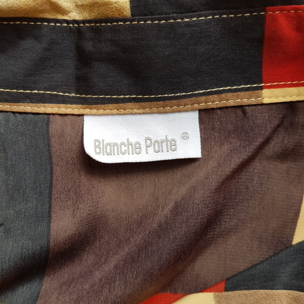 Chemisier à grand carrés orange, rouges, jaunes - BLANCHE PORTE - Taille 48 - Photo 7
