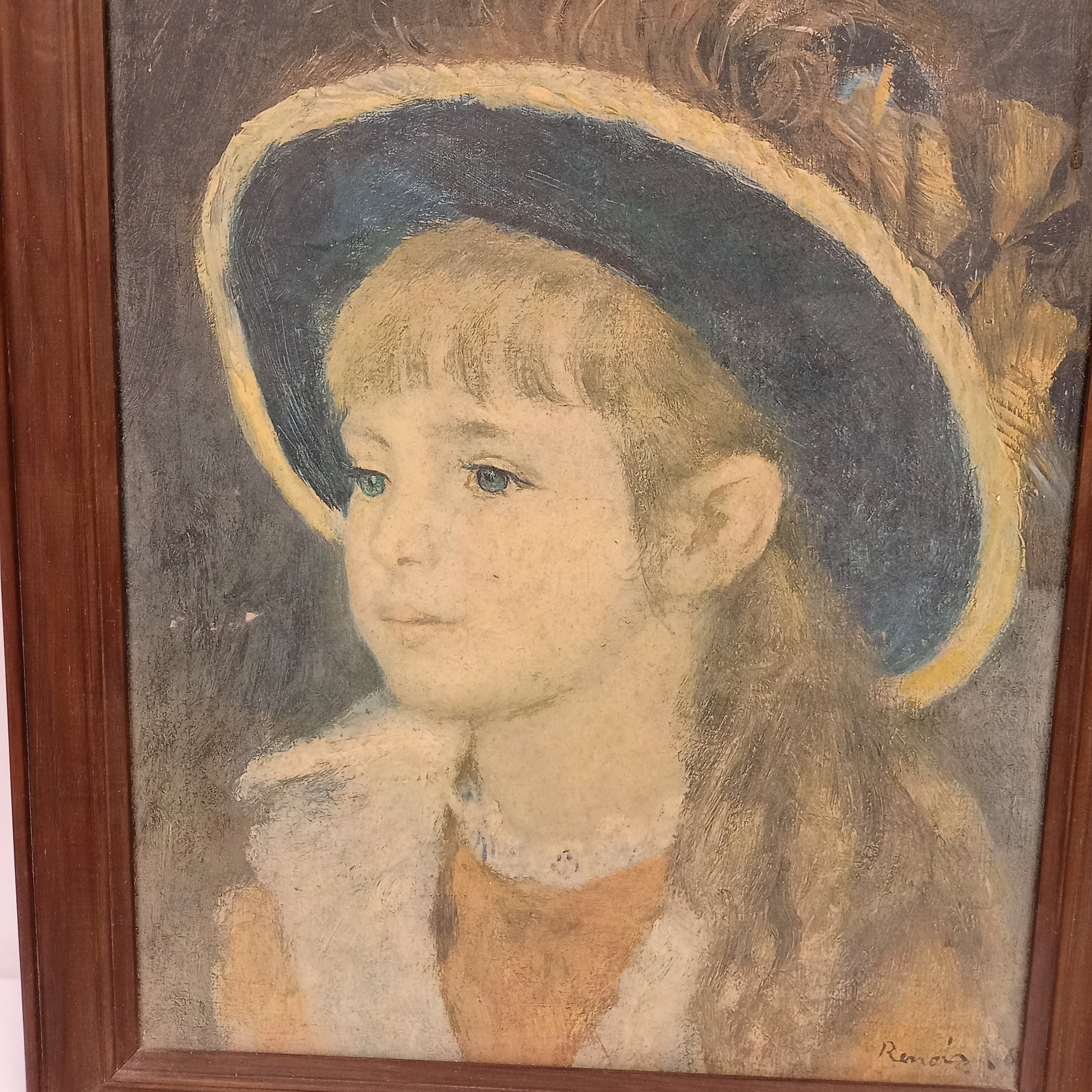 Voir photo 2 de Reproduction tableau - La petite fille au chapeau de A.Renoir Reproduction tableau - La petite fille au chapeau de A.Renoir - Vue 2 -