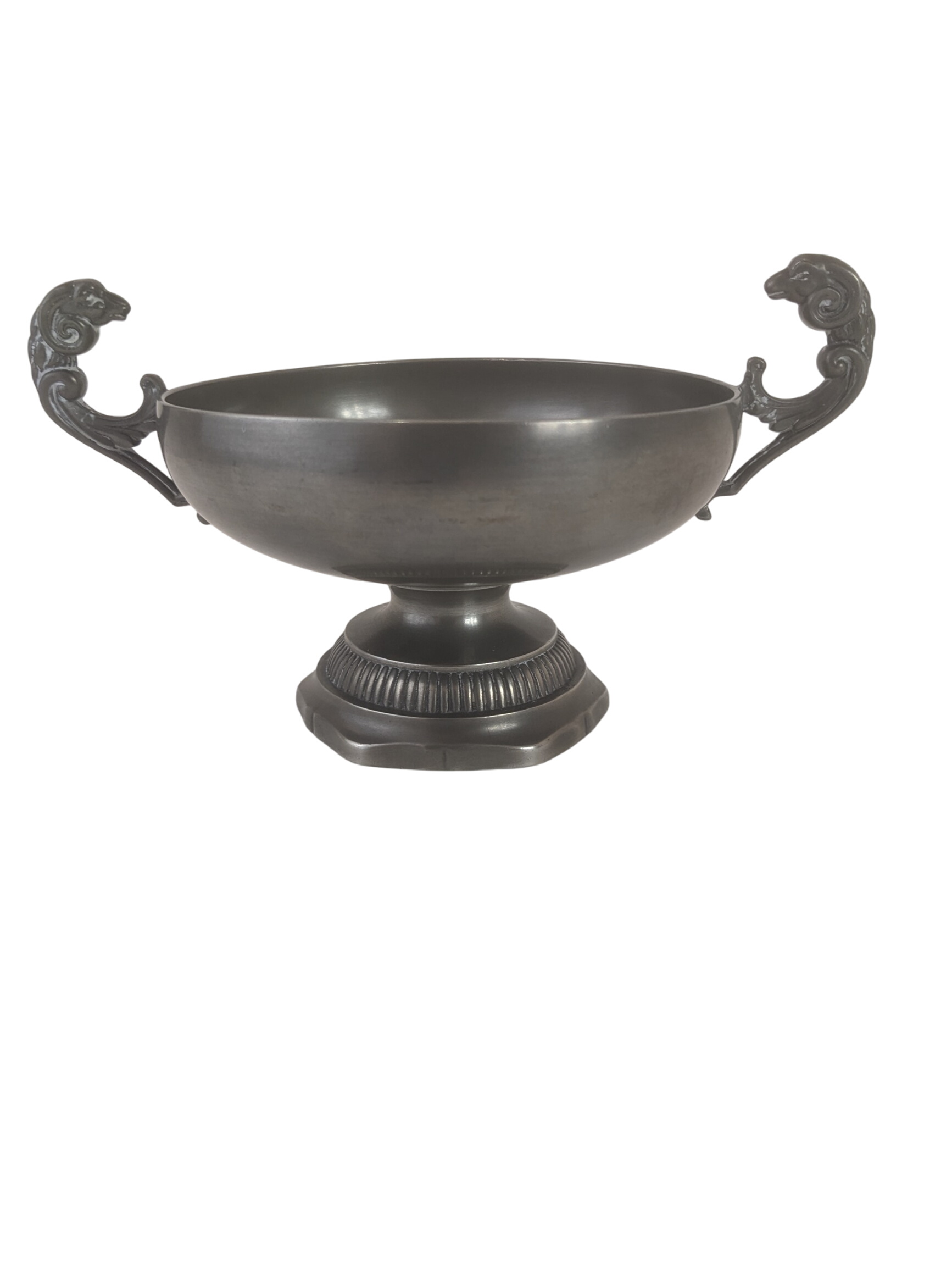 Coupe Bourguignonne anses bélier en étain fin  -  reconditionné disponible sur Label Emmaüs