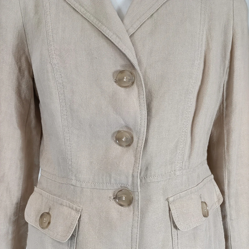 Blazer beige en lin Weekend Max Mara coupe cintrée élégante boutons nacrés taille 40 Très bon état - Vue 11 - 