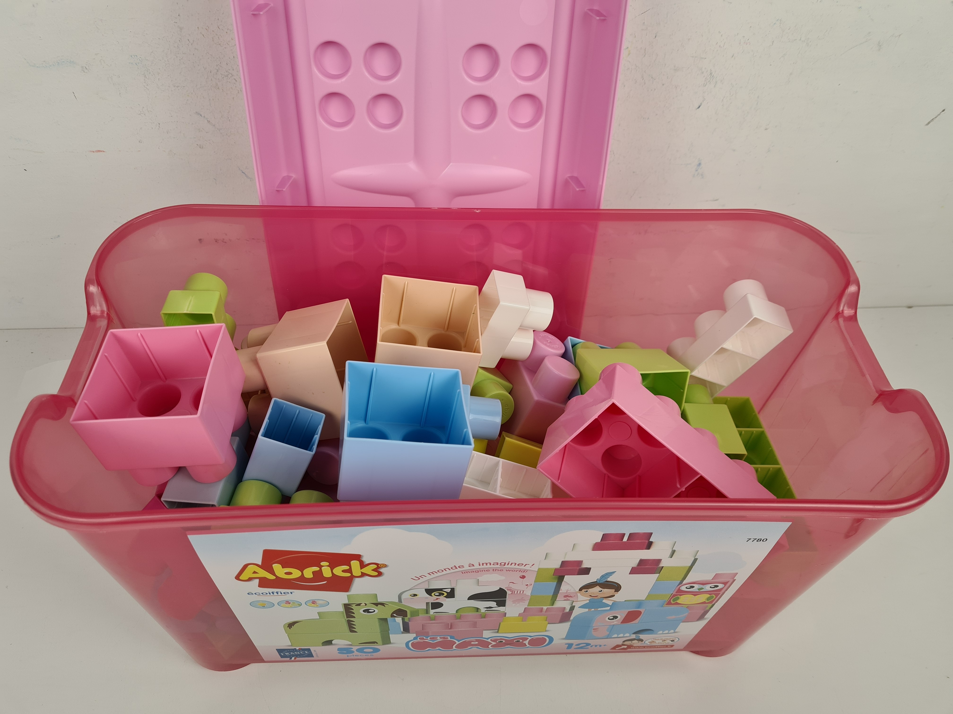 Jeu de Construction - Baril Rose + Briques À Empiler Animaux 50 pièces - Abrick Maxi - 12 mois + Bon état - Vue 3 - 