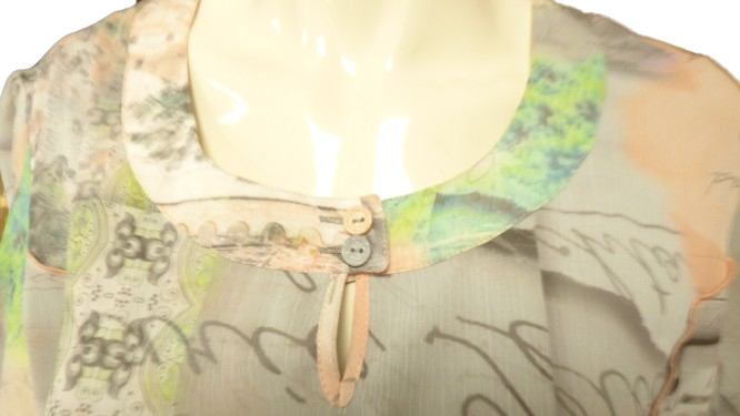 Robe voile manches volantes neuve "France Rivoire" T54 Comme neuf - Vue 3 - 