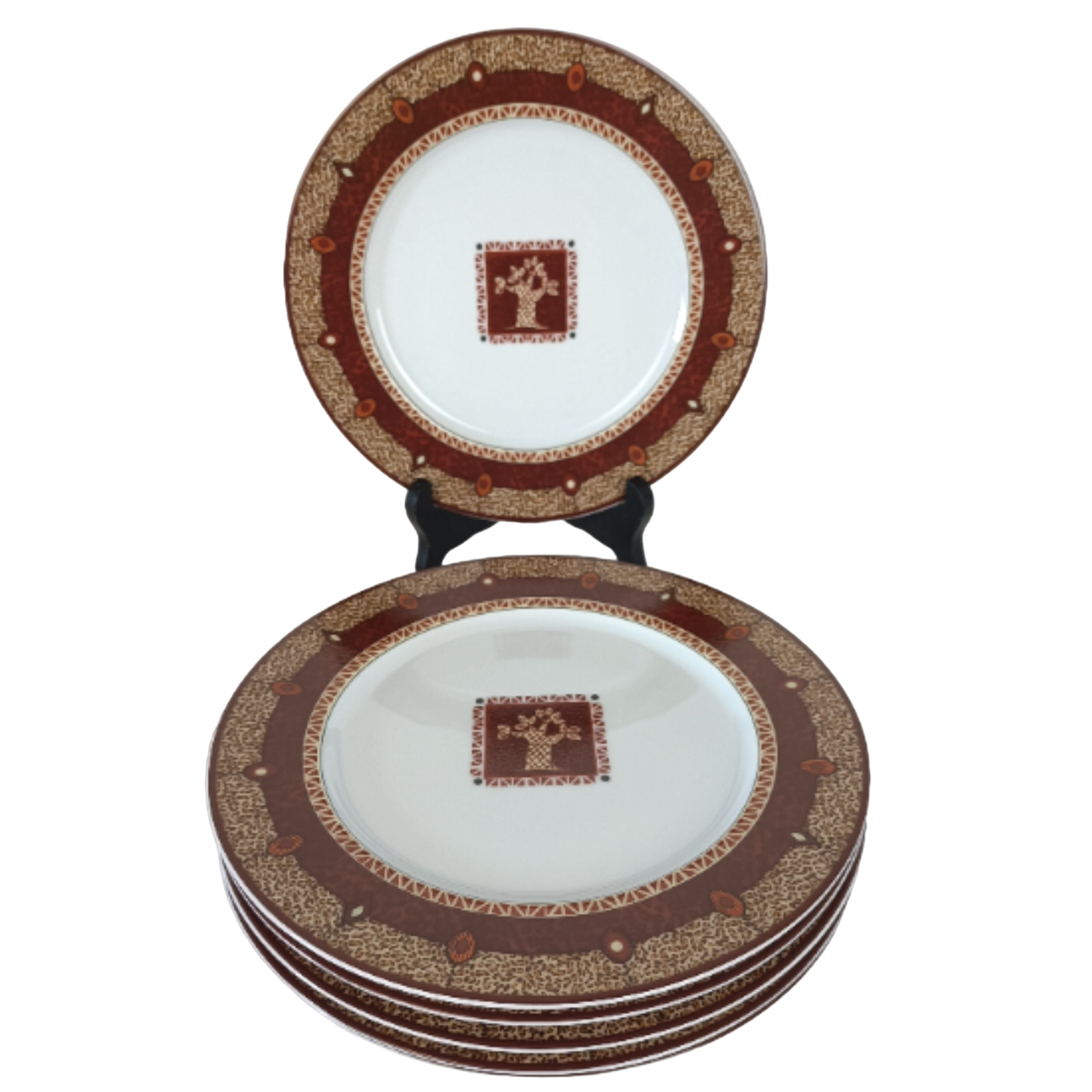 Lot De 2 Assiettes Vintage "Ligne Hôtesse" - Motif Floral, Faïence (années 1920-1949)