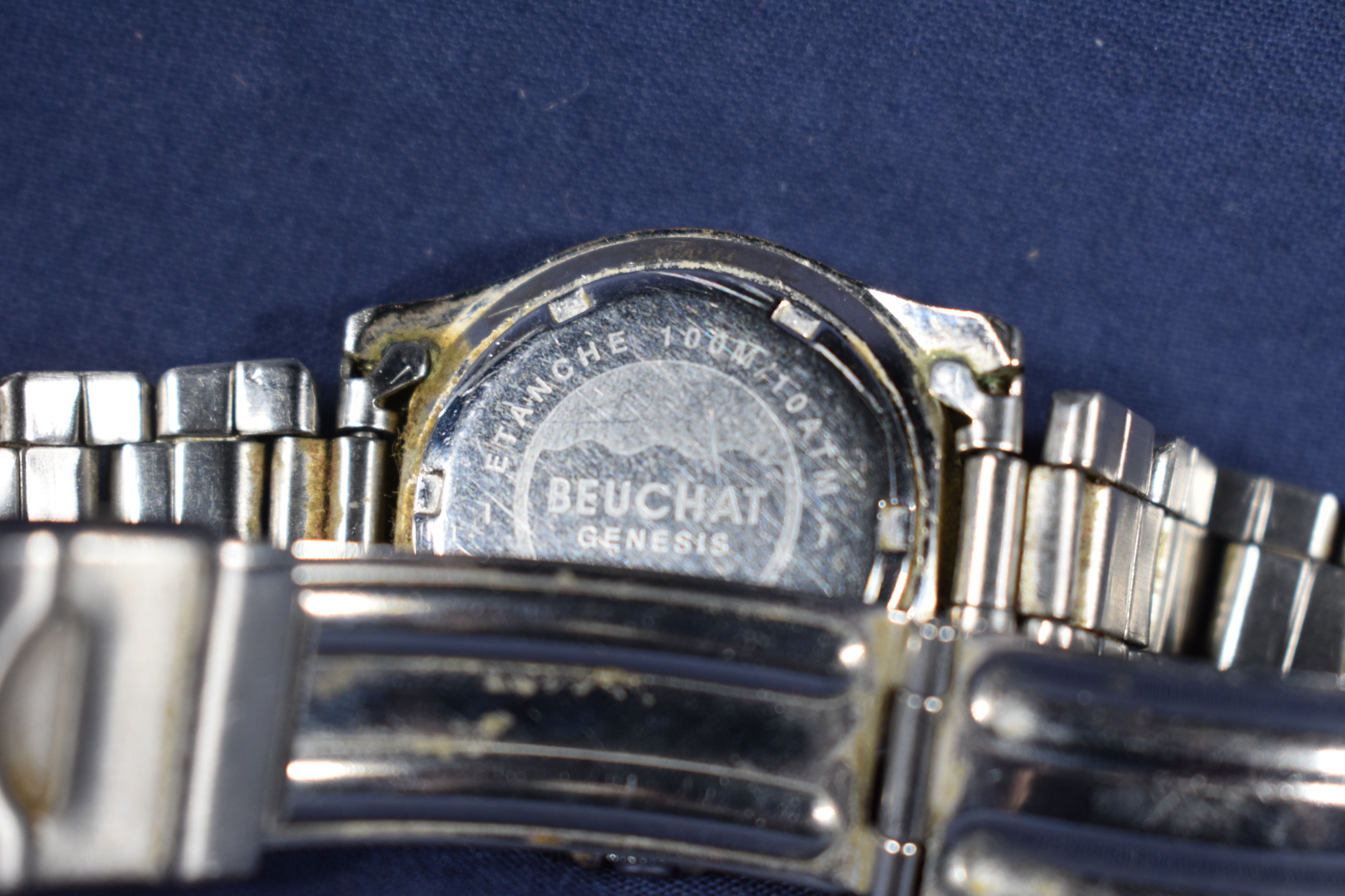 Montre BEUCHAT Genesis femme vintage, cadran bleu et bracelet métal Très bon état - Vue 3 - 