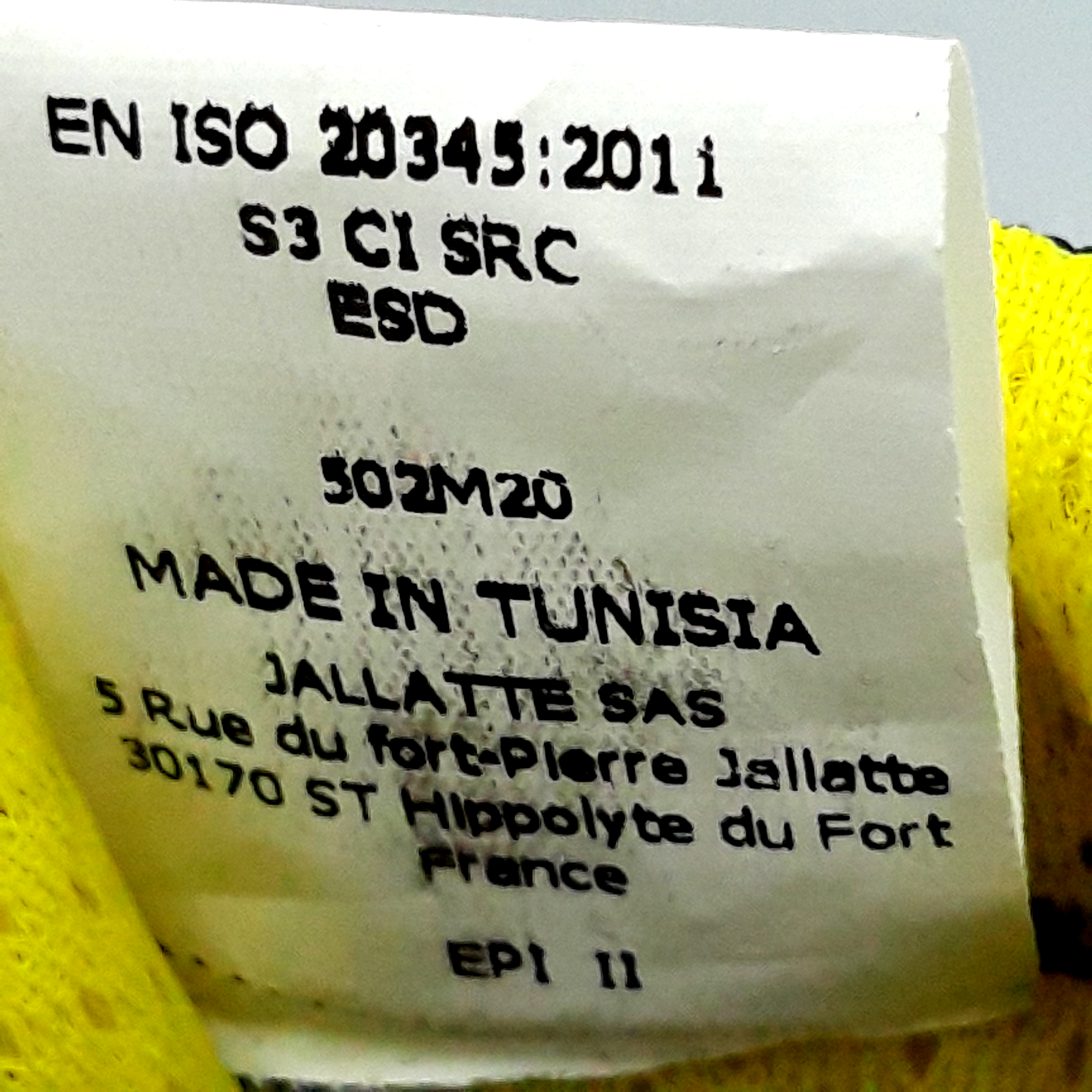 Chaussures de Sécurité ‘’Jallatte Memory ’’ de style Basket en noir & jaune, Taille 39.6 Très bon état - Vue 10 - 