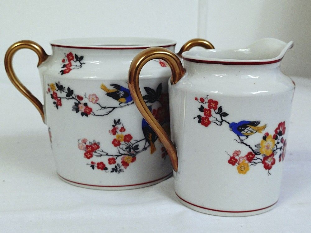 Petit pichet et son sucrier en porcelaine de Limoges, décor japonisant. - Photo 6