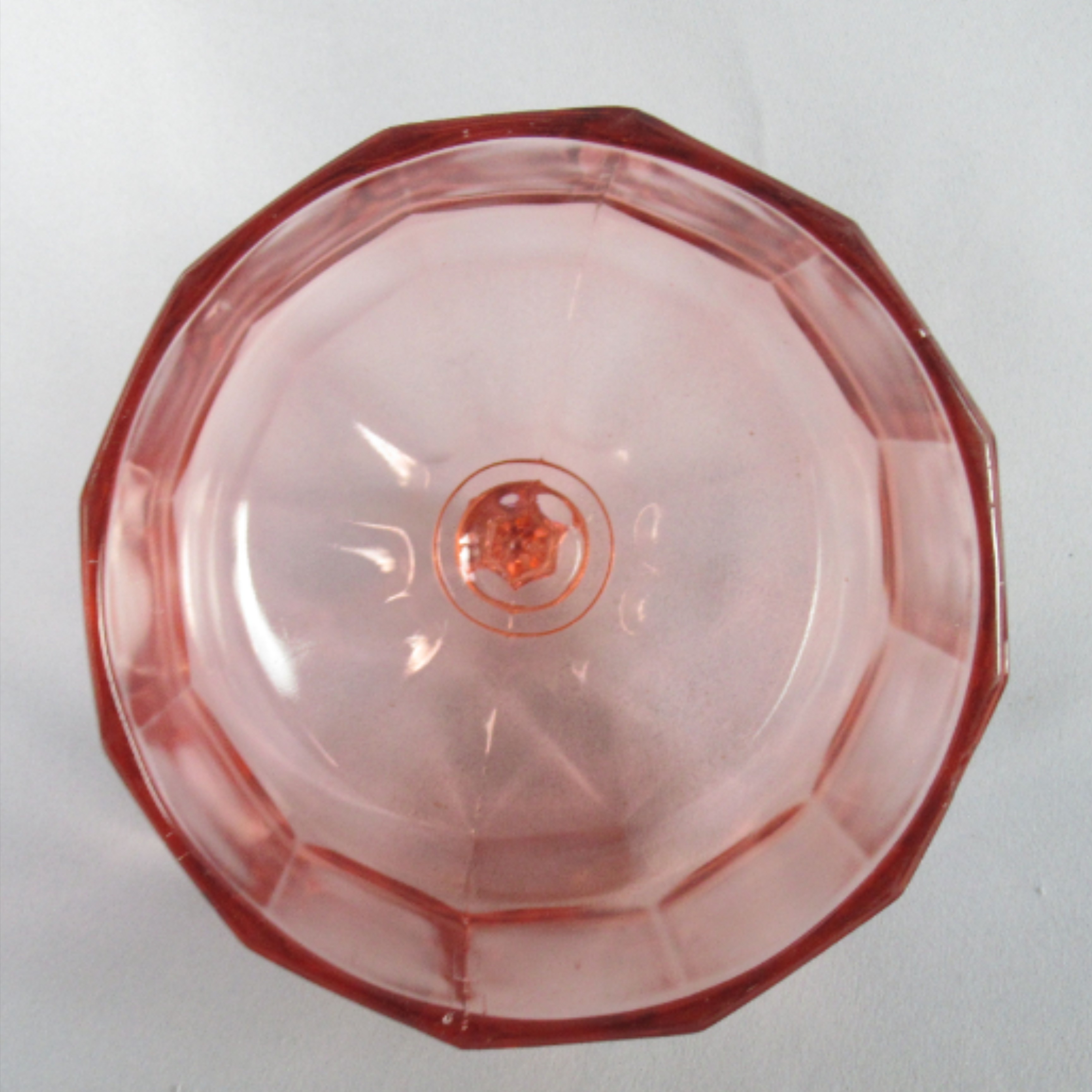 Plateau + cloche en verre moulé rose Art-déco État correct - Vue 4 - 