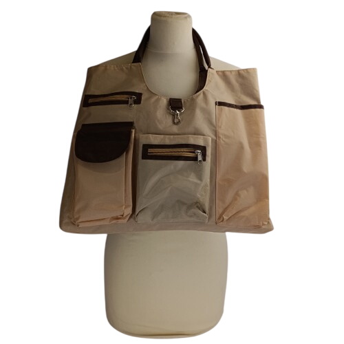 Sac à bandoulière de couleur marron crème pour femme avec poches - Photo 0