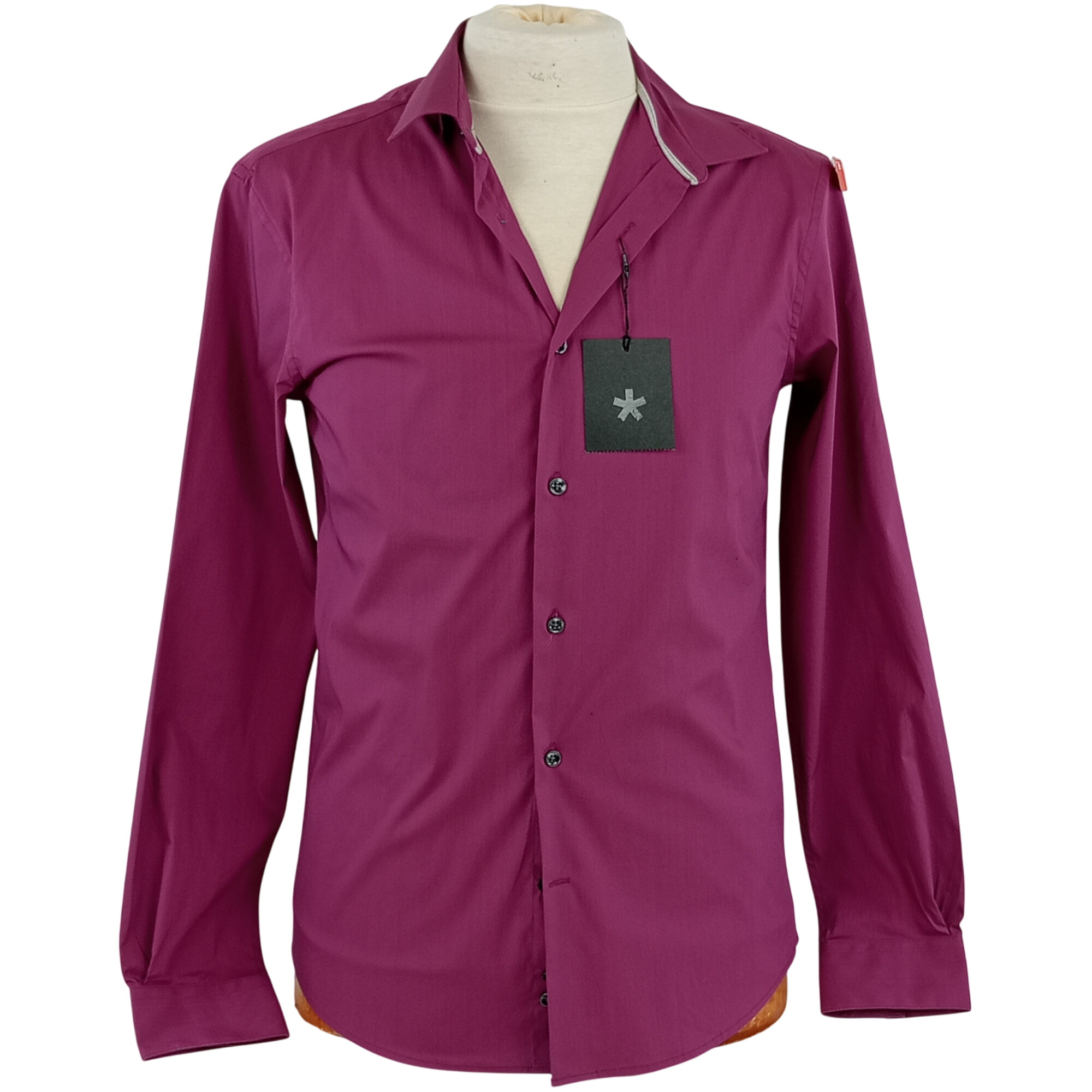 Chemise homme de la marque Célio col classique manches longues de couleur rose framboise taille S (38) - Photo 0
