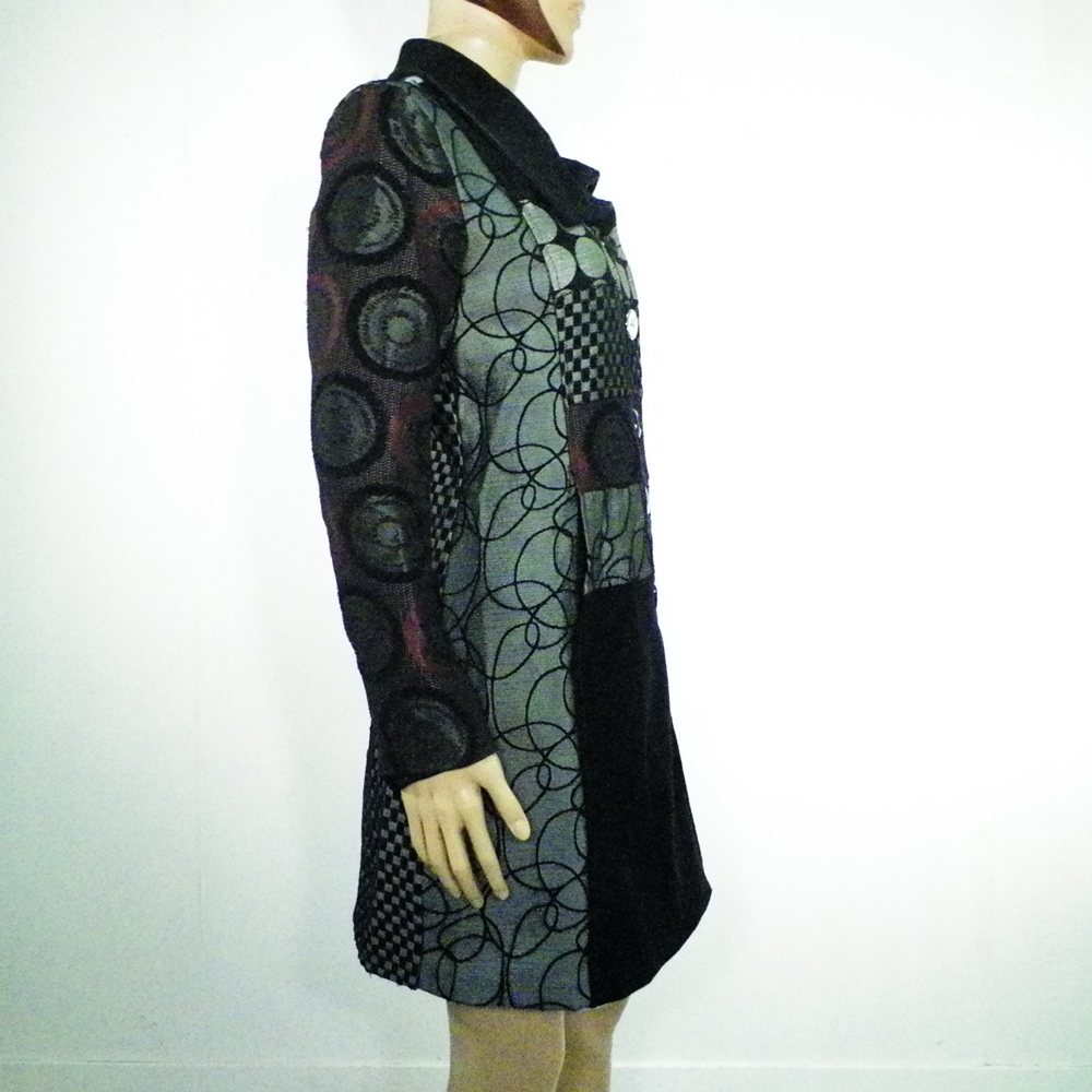 Manteau Femme A Motifs Noir Taille Estimée S Bon état - Vue 2 - 