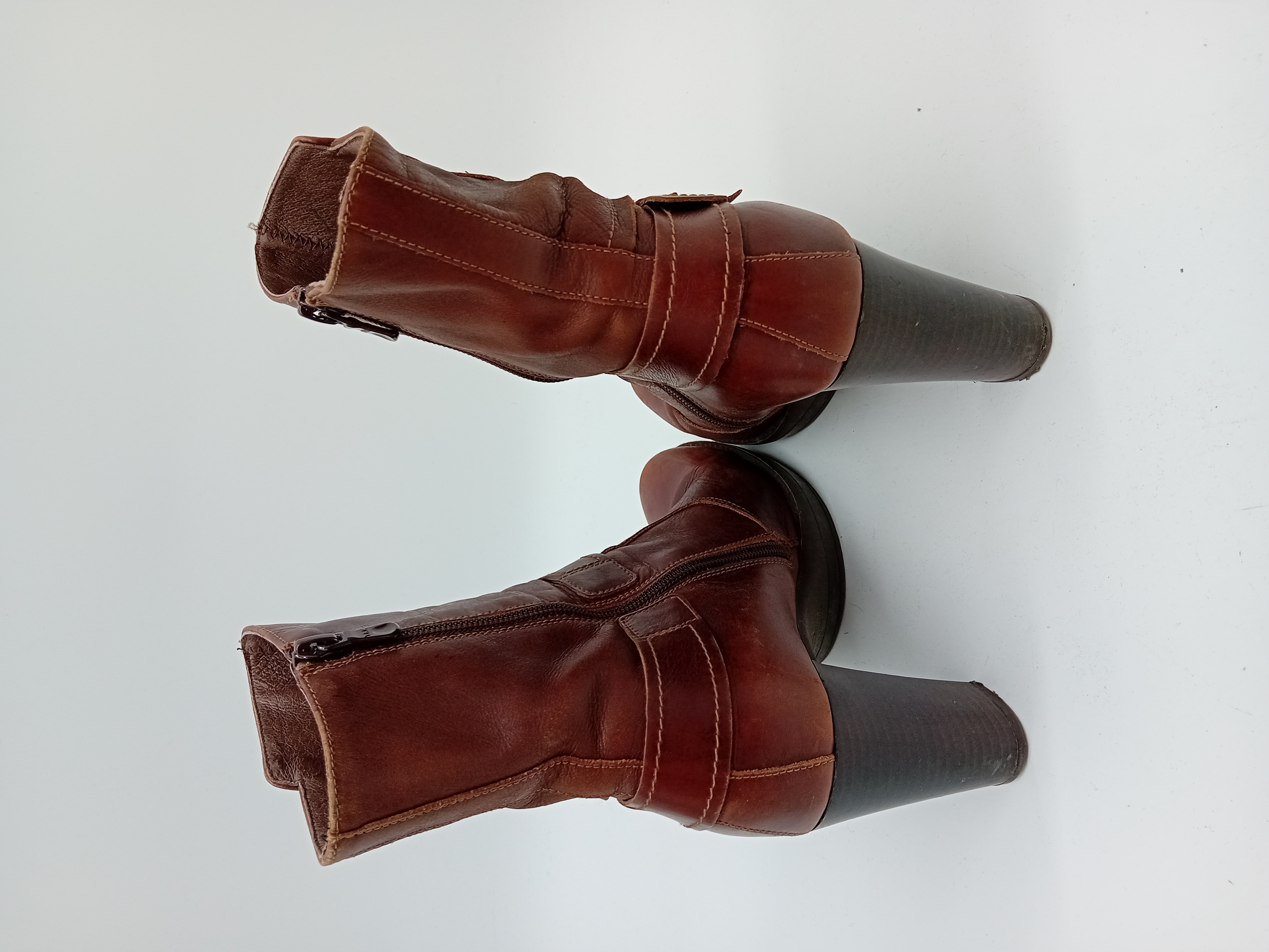 Bottines Cuir Marron Nero Giardini Talon Bloc Taille 38 (T4727) Bon état - Vue 4 - 
