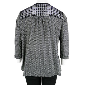 Top noir imprimé chevrons beige et gris - Femme-MODAVISTA-Taille 46/48 - Photo 1