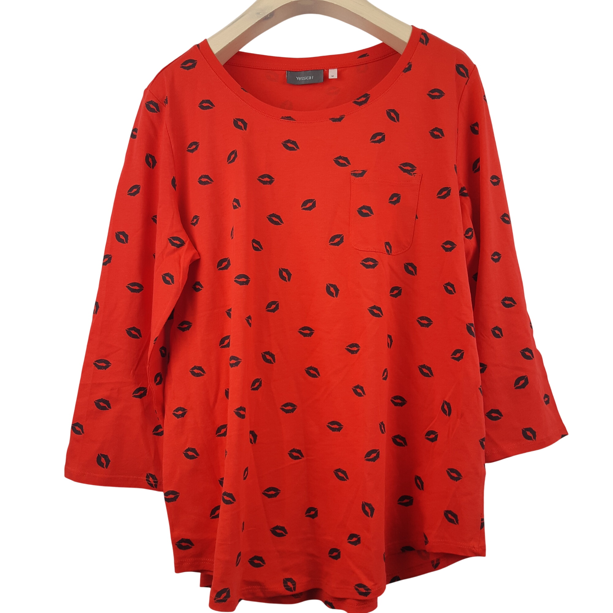 Yessica pull rouge à motifs - taille M - 100% coton - Photo 0