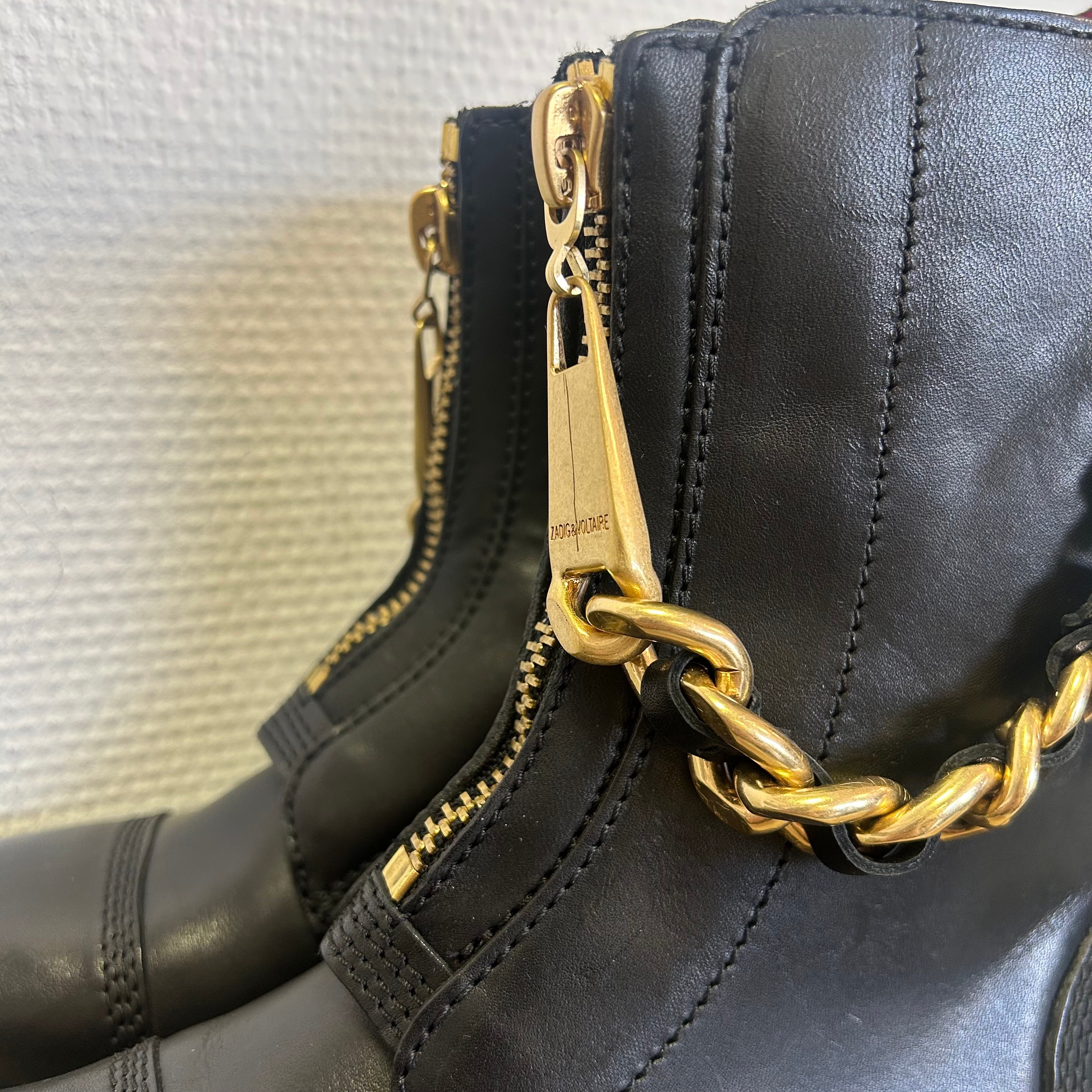 Zadig & Voltaire - Bottes Joe mat - Cuir noir - Femme - Taille 39  - Vue 5 - 