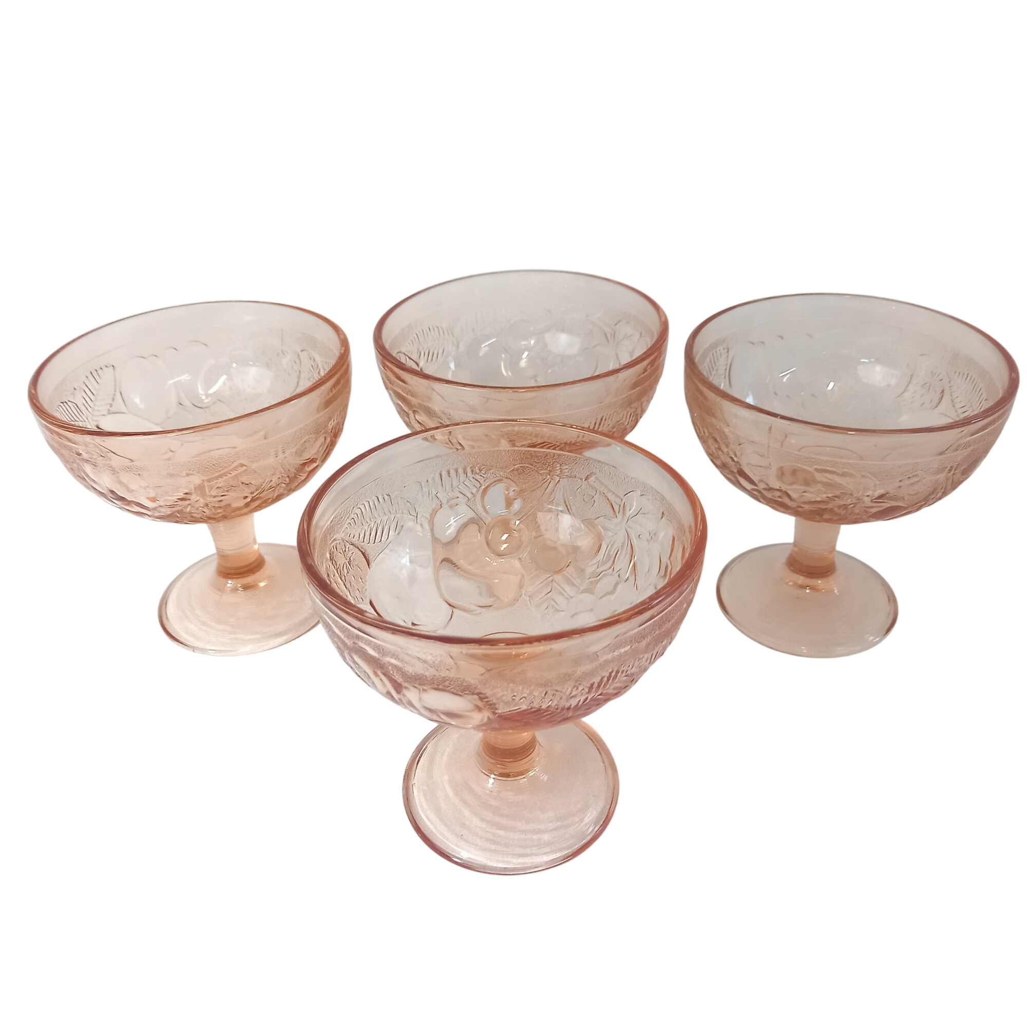 Lot de quatre coupes à fruits / glaces vintage, en verre rose Très bon état -  reconditionné disponible sur Label Emmaüs