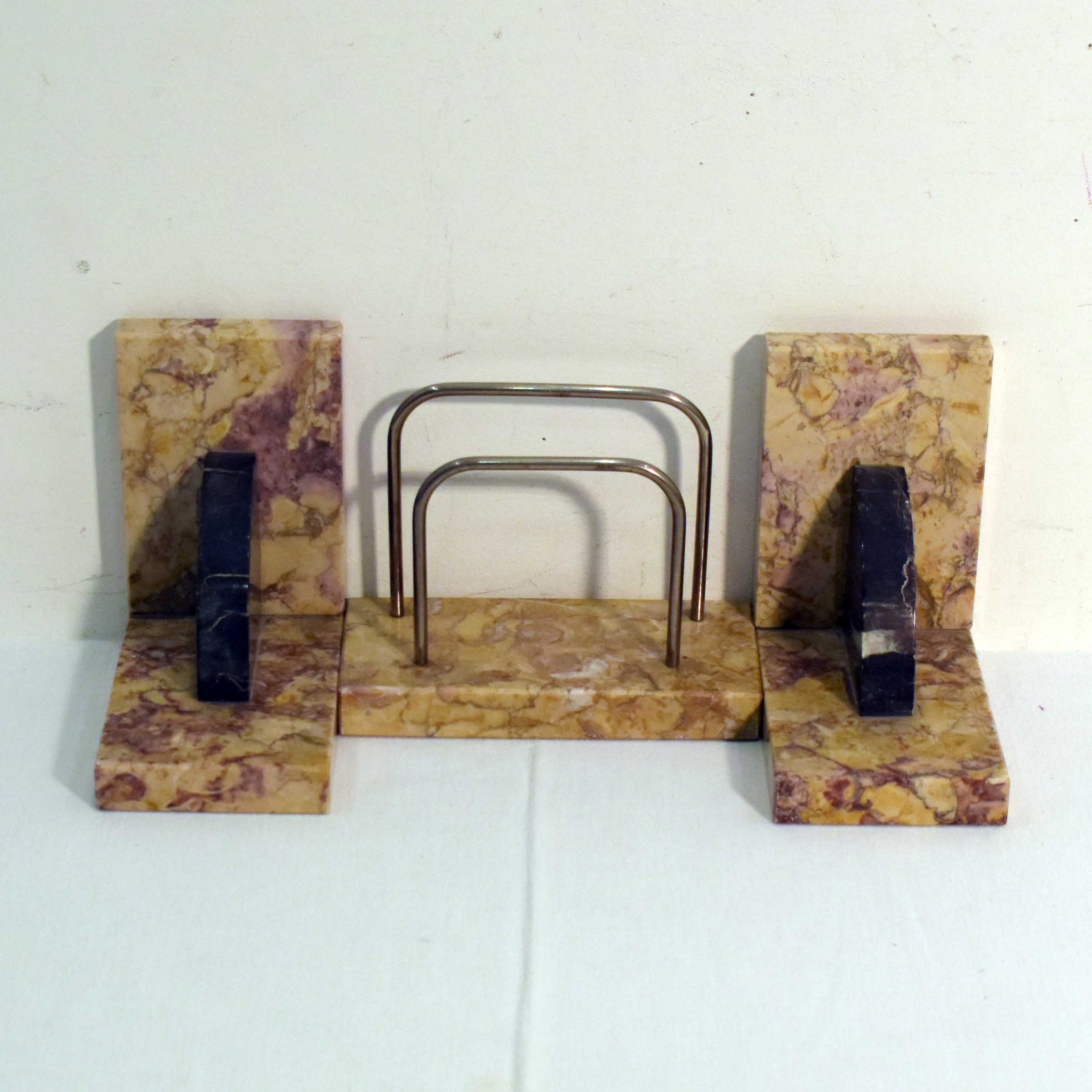 Nécessaire de Bureau Art Déco - Marbre & Métal Chromé Bon état - Vue 13 - 