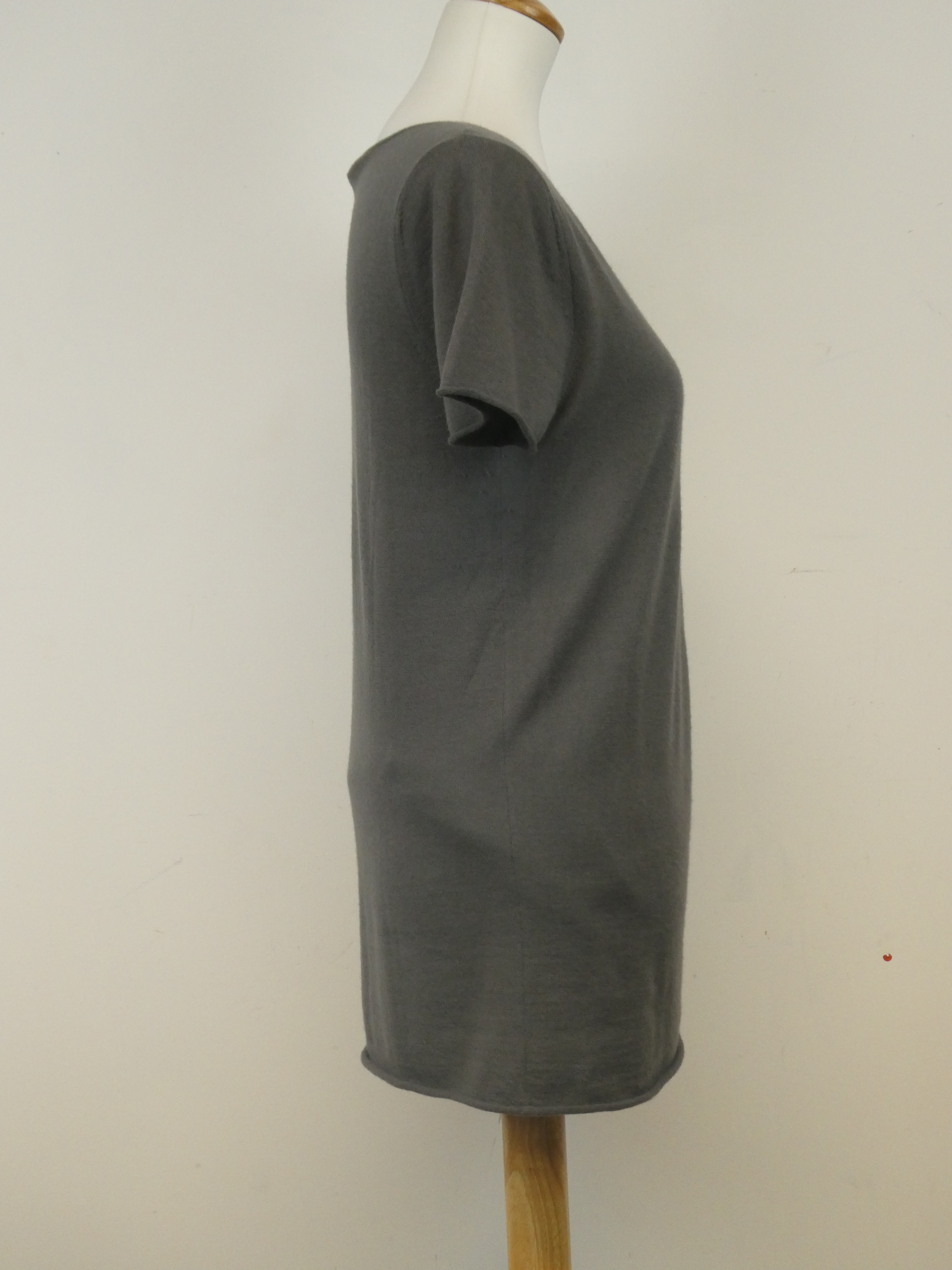Donna Karan DKNY pull fin en cachemire manches courtes encolure bateau - Taille L - Photo 4