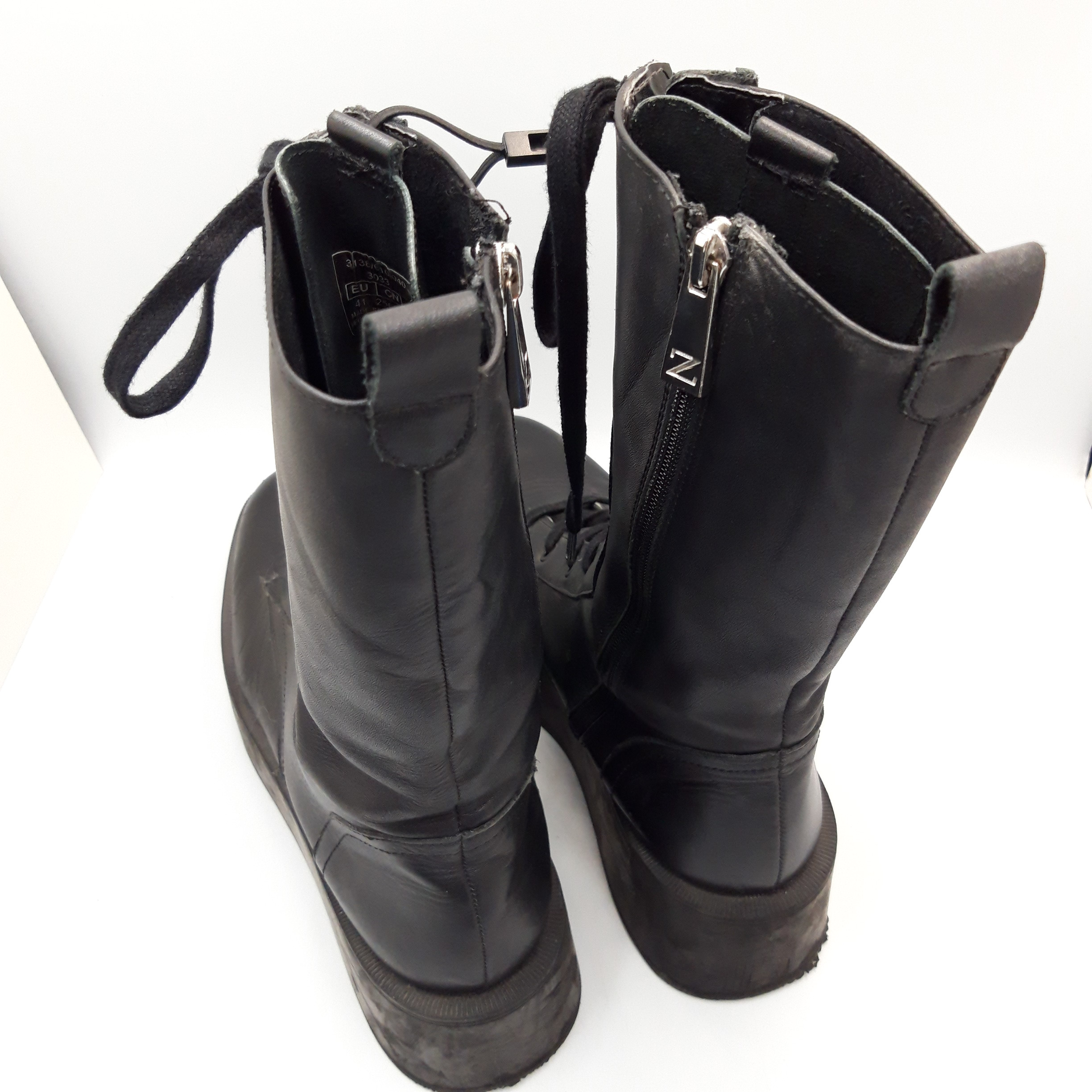 Bottines à lacet en cuir noir pour femme Zara, pointure 41 - Photo 3