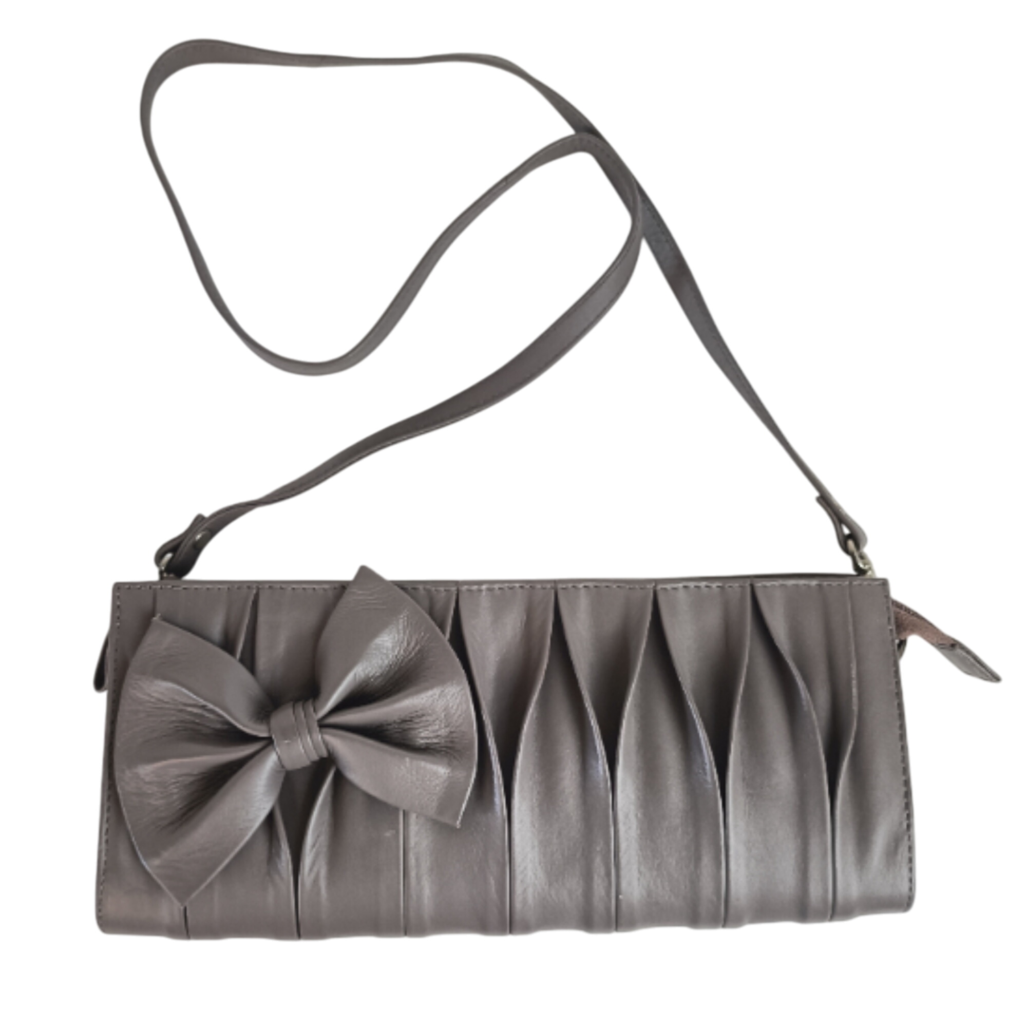 Sac bandoulière en cuir de vachette gris taupe - Un jour ailleurs - Photo 0