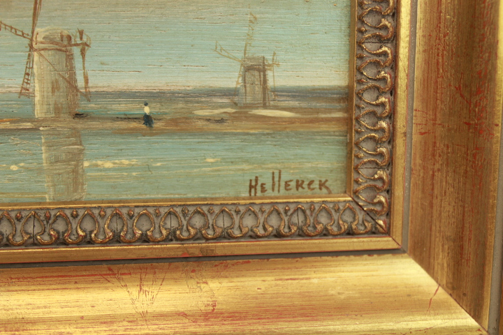 Élégante peinture à l' huile sur bois signé et son encadrement doré- scène de bord de mer - Photo 2
