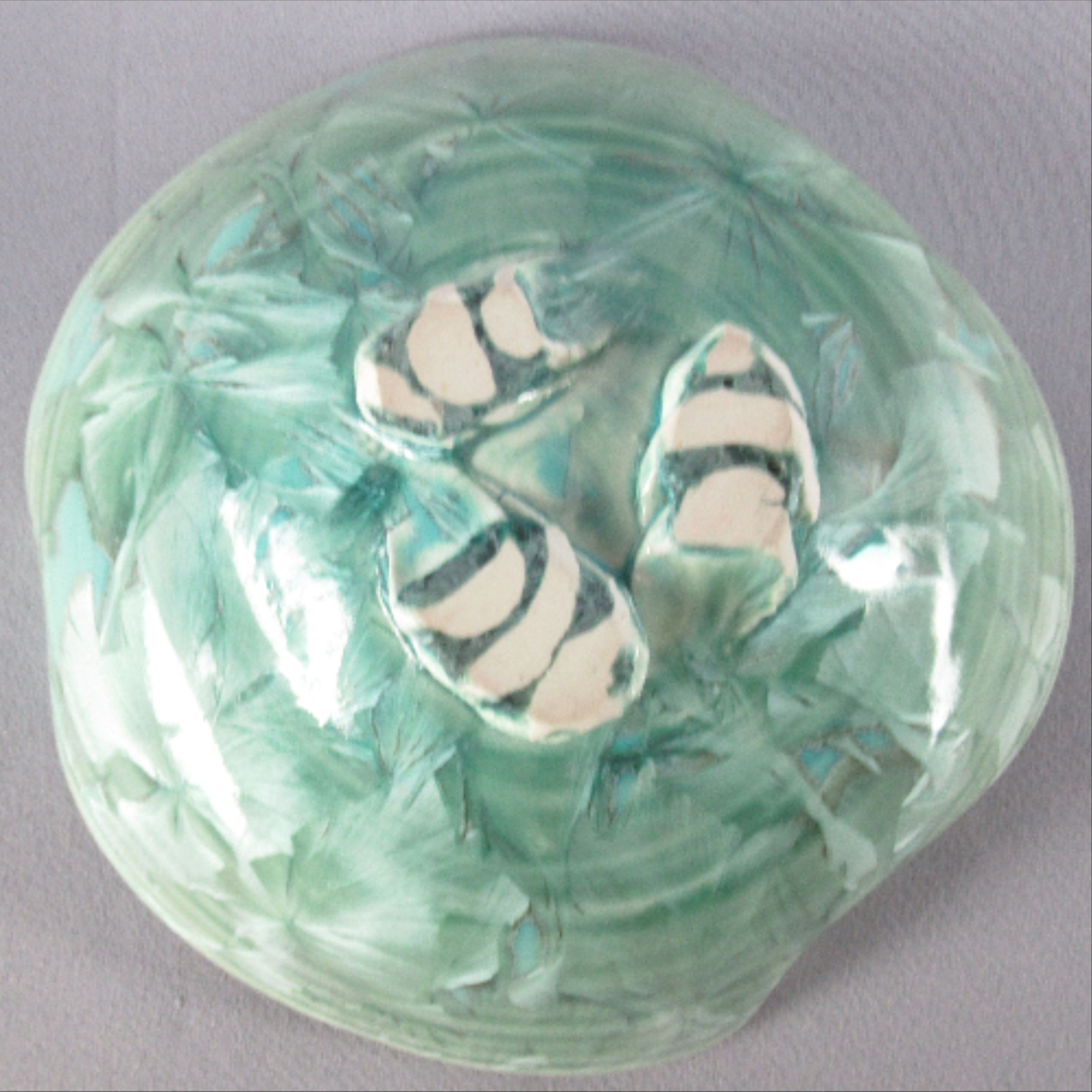 Coupelle en céramique émaillée, finition cristallisée bleu turquoise - Photo 1