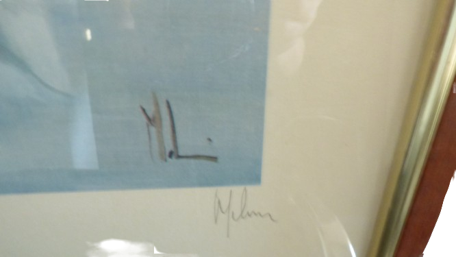 Lithographie en quadrichromie numérotée de Innocenzo Melani représentant une femme sur 1 balançoire - Photo 2