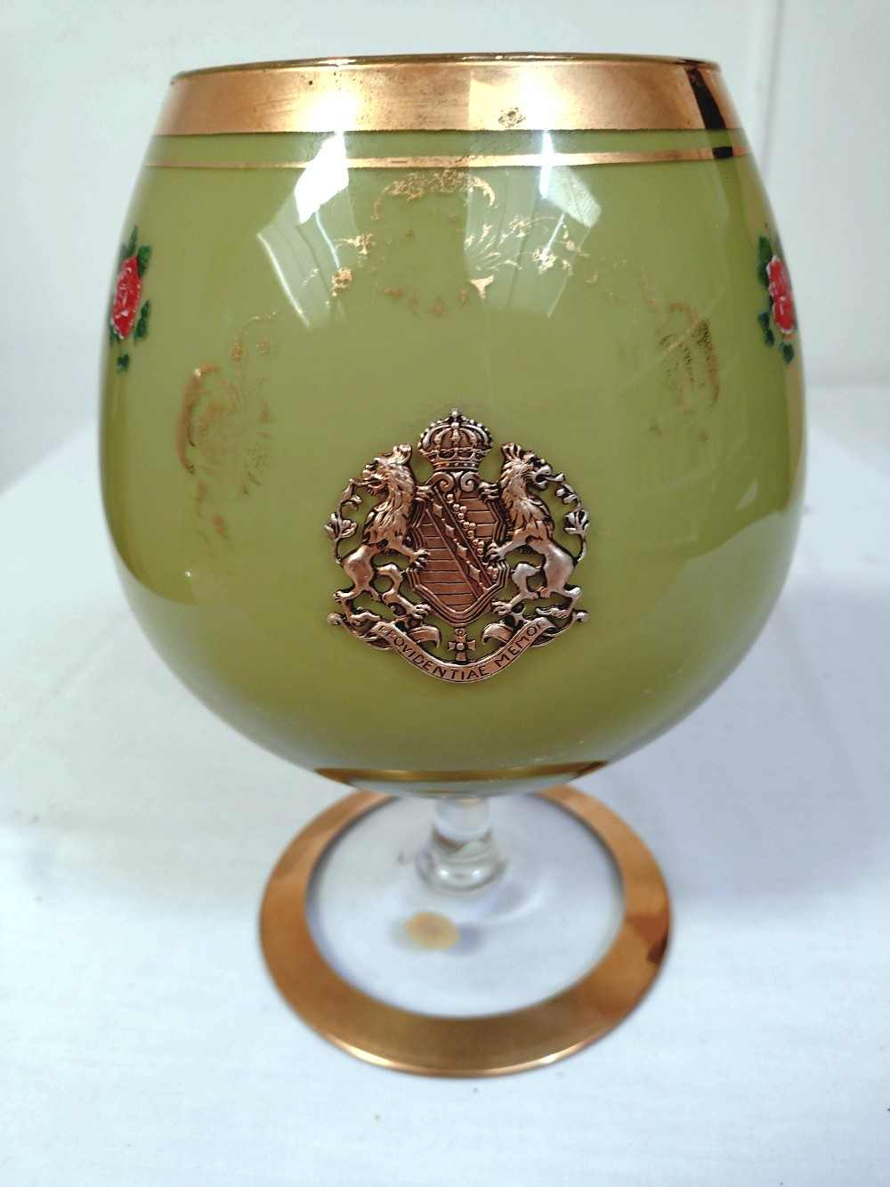 Vase boule en opaline vert à liseré doré,style Napoléon 3, made in Italy. - Photo 3