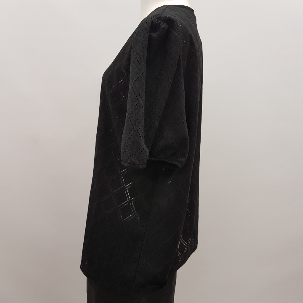 Blouse noire à losanges ajourés - GRAIN DE MALICE - Taille XL - Photo 1