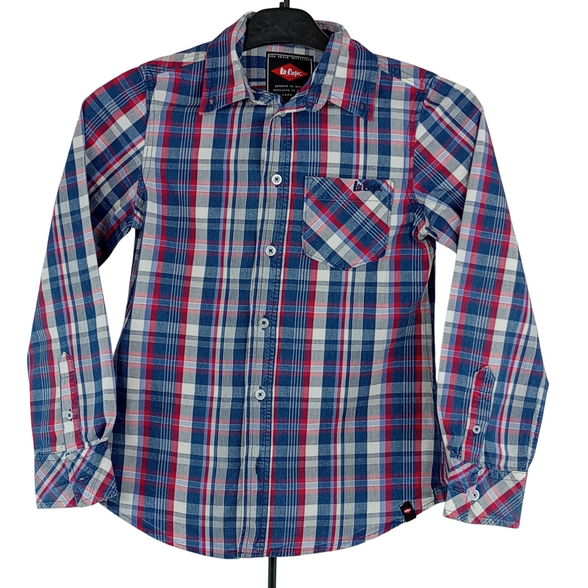 Chemise enfant garçon de la marque Lee Cooper col classique manches longues à carreaux de couleur bleu taille 138 cm (10 ans) - Photo 0
