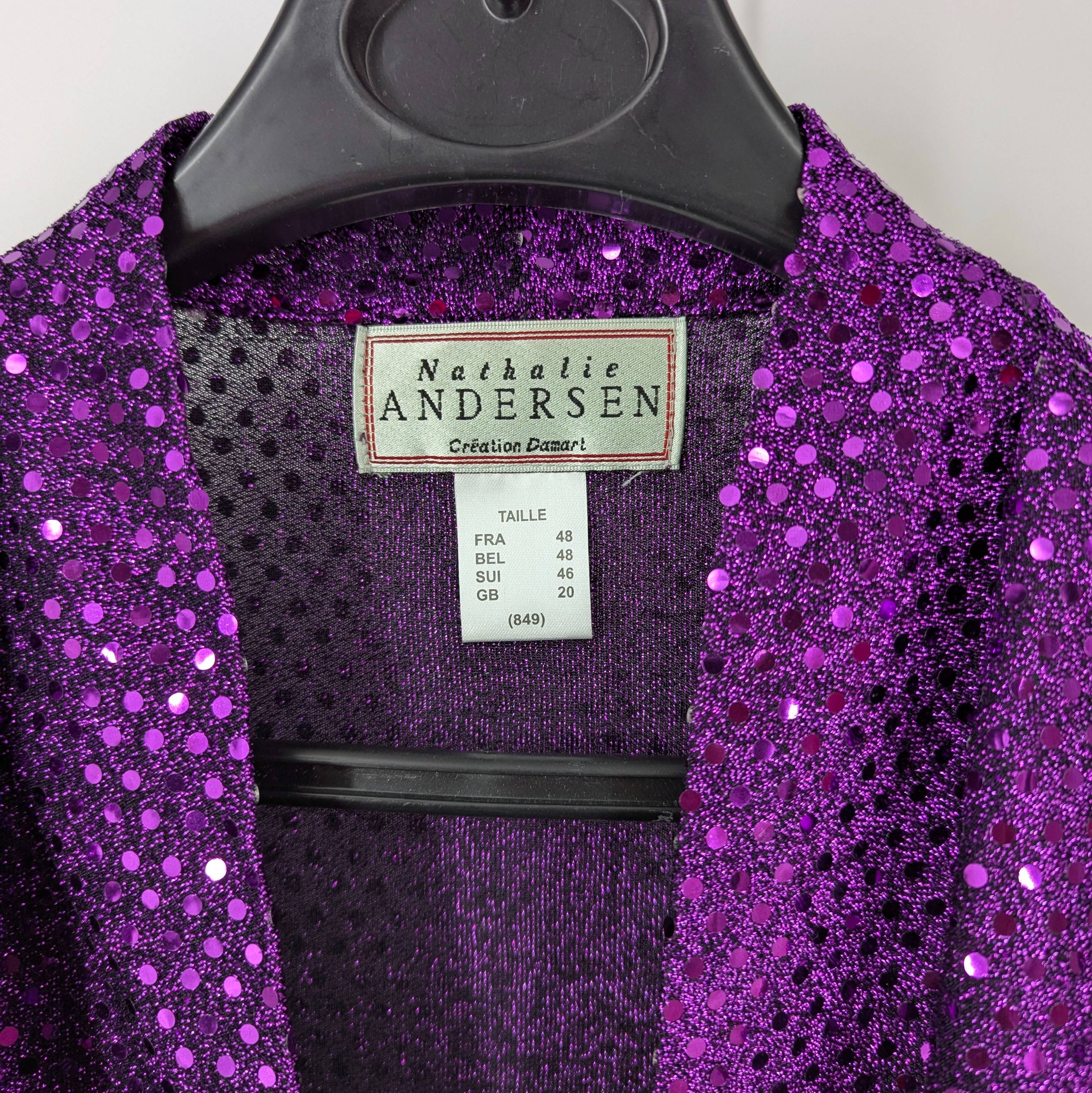 Haut à sequins violet T48 manches courtes Nathalie ANDERSEN - Photo 3