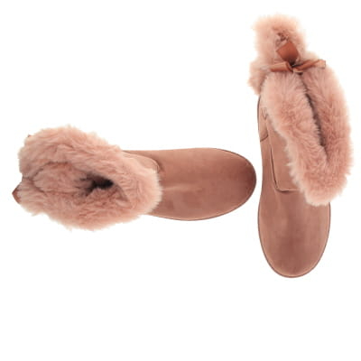 Bottines rose en velours ras et fausse fourrure - femme - pointure 39 - Photo 1