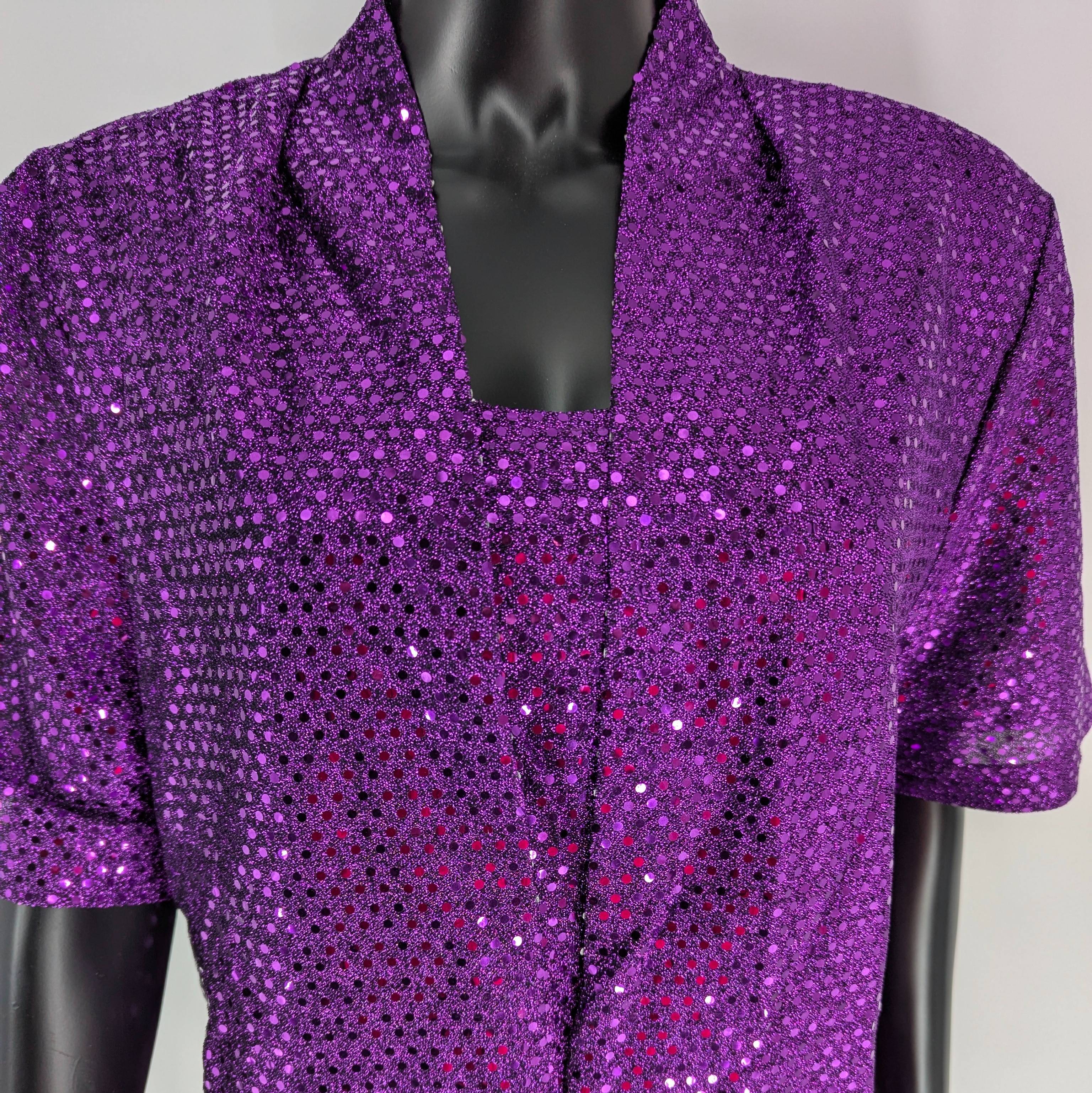 Haut à sequins violet T48 manches courtes Nathalie ANDERSEN - Photo 1