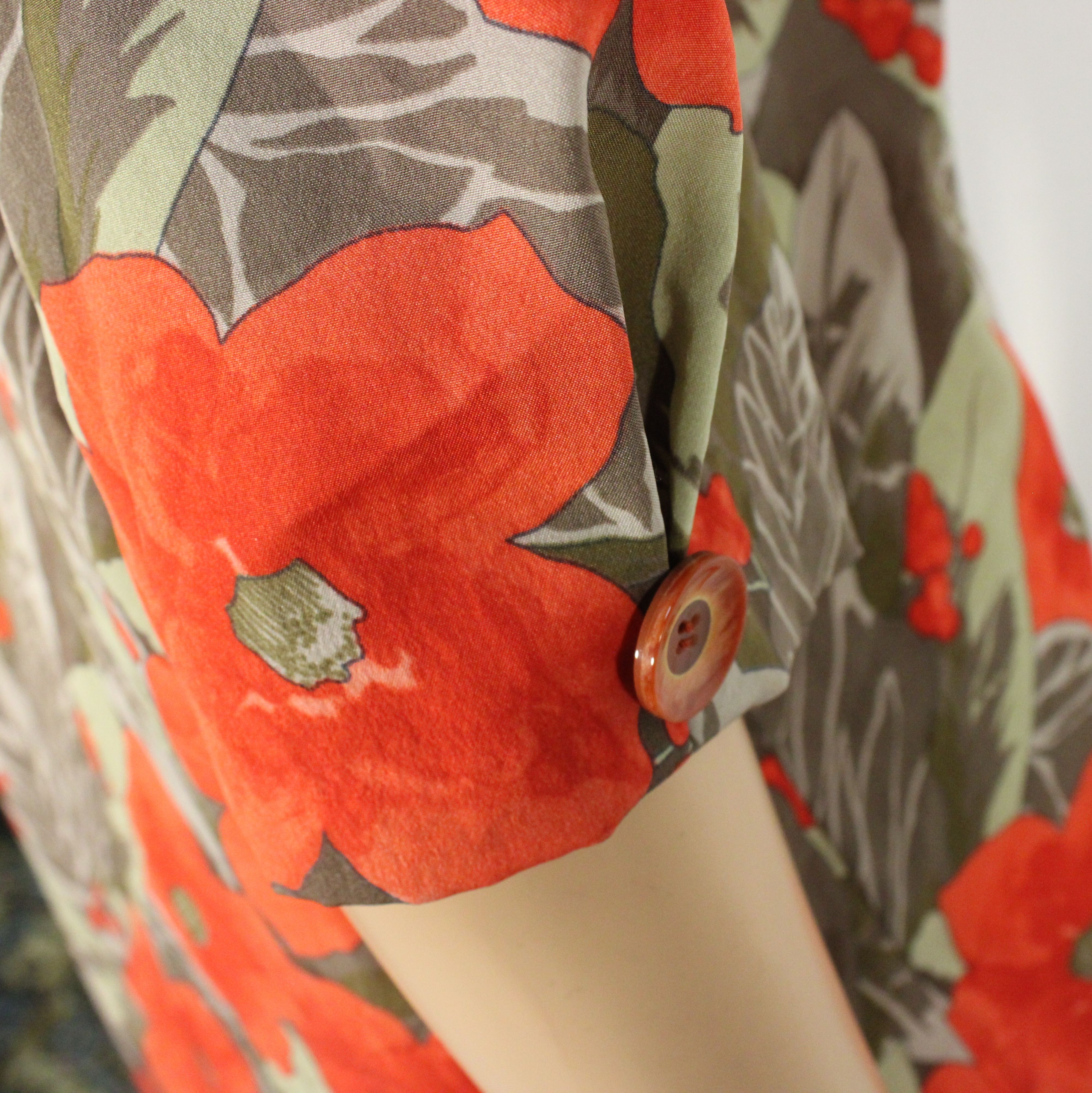 Chemise Kaki & Rouge Fleurie KARTING Taille 42 - Photo 5