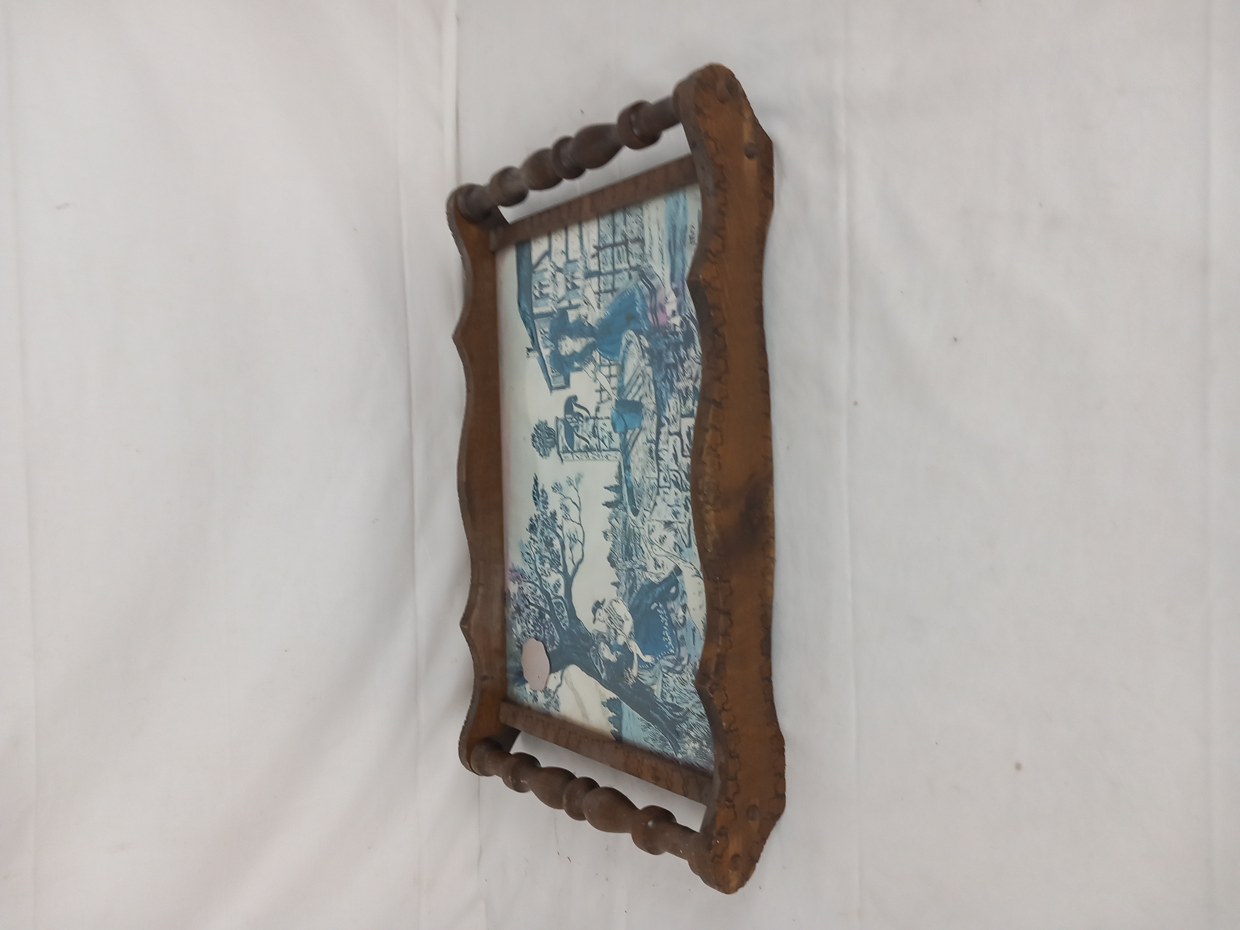 Ancien Plateau De Serviteurs Vintage En Bois   - Vue 3 - 