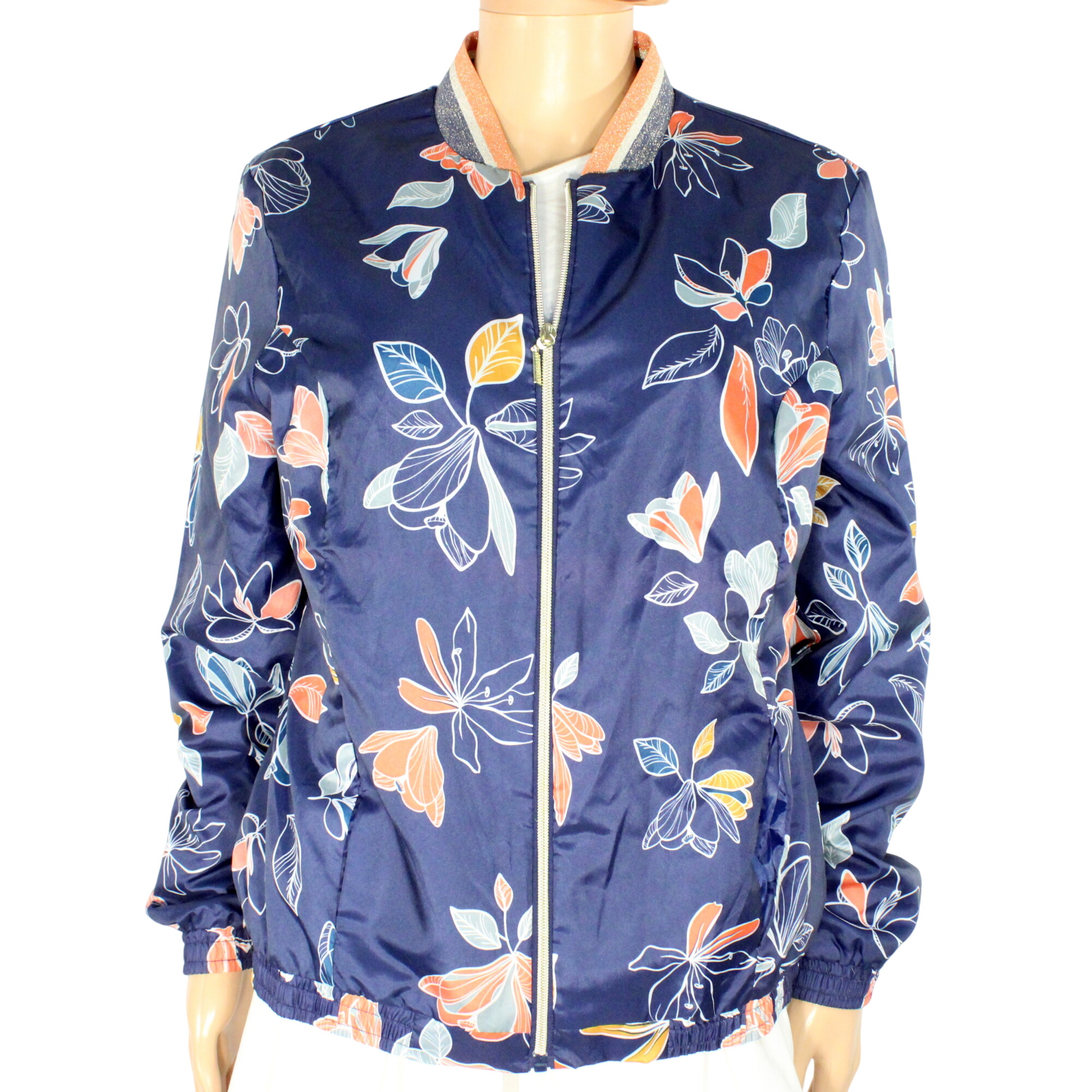 Veste Femme Bleue & Fleurie Orange NATHALIE ANDERSON Taille M - Photo 0