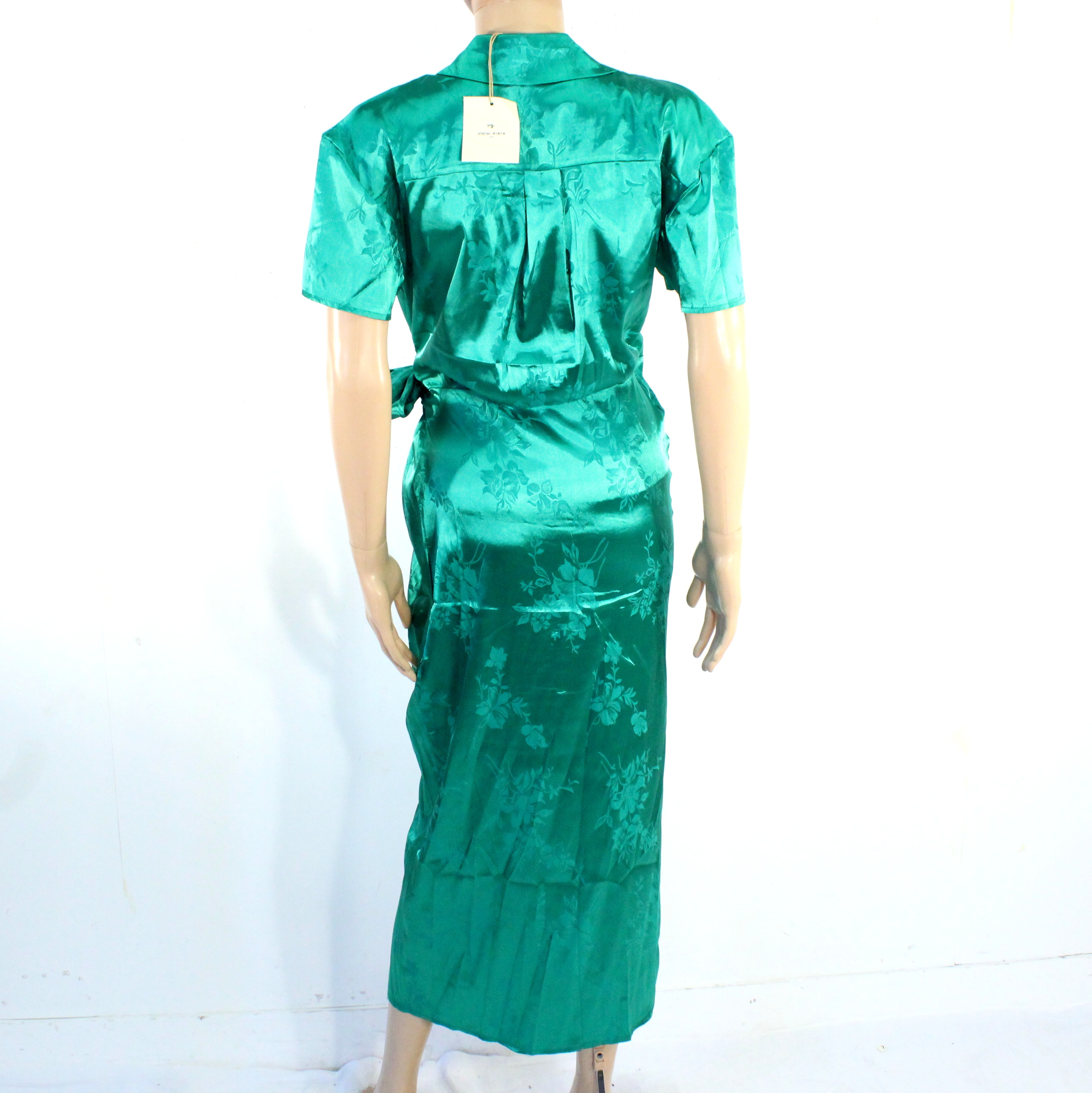 Robe Satinée Vert Emeraude ATELIER EVENE Taille S /M - Photo 1