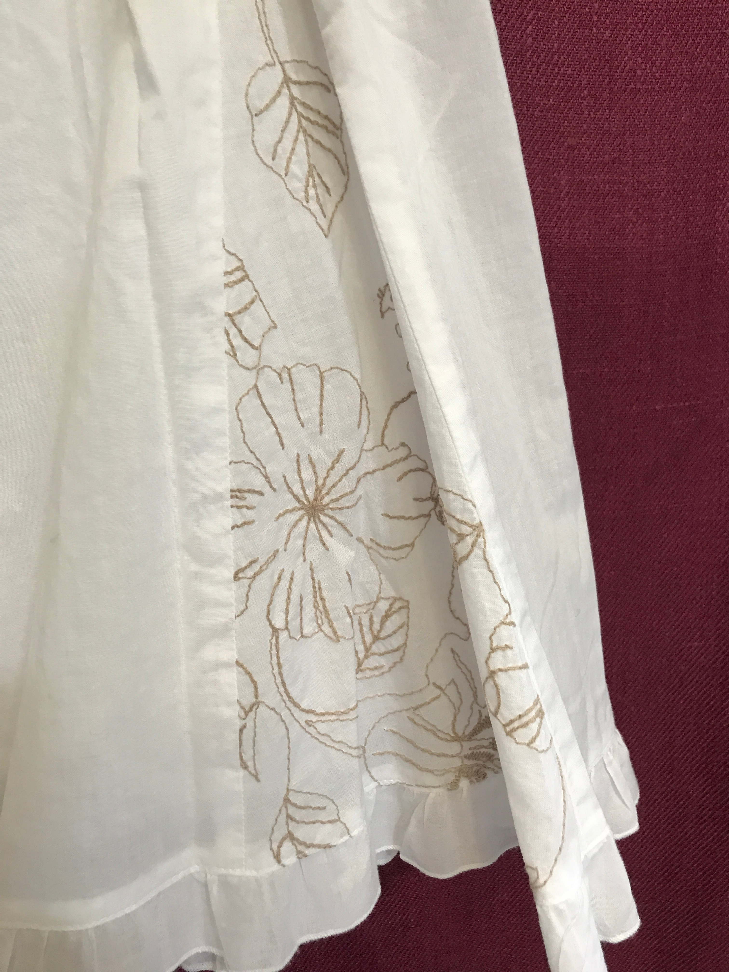 jupe en coton blanc brodé beige Camaieu T 42  - Vue 2 - 