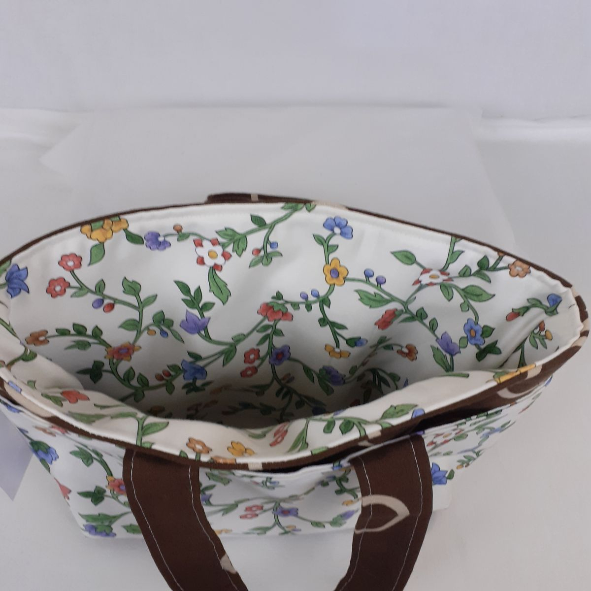 Voir photo 2 de Sac à couture Tricot - Marron et Fleurs (4) - Fait main Sac à couture Tricot - Marron et Fleurs (4) - Fait main Comme neuf - Vue 2 -