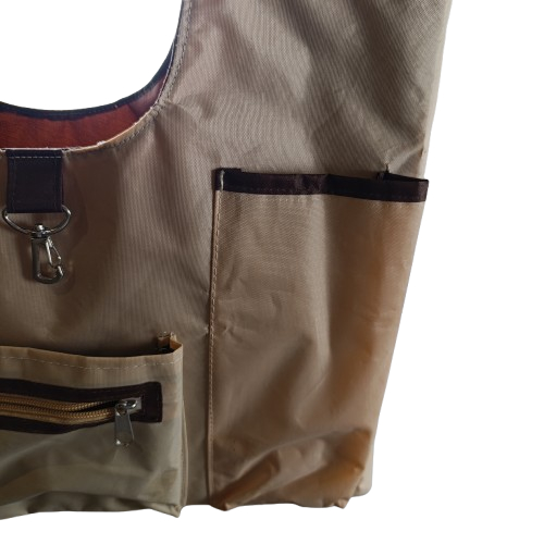 Sac à bandoulière de couleur marron crème pour femme avec poches - Photo 2