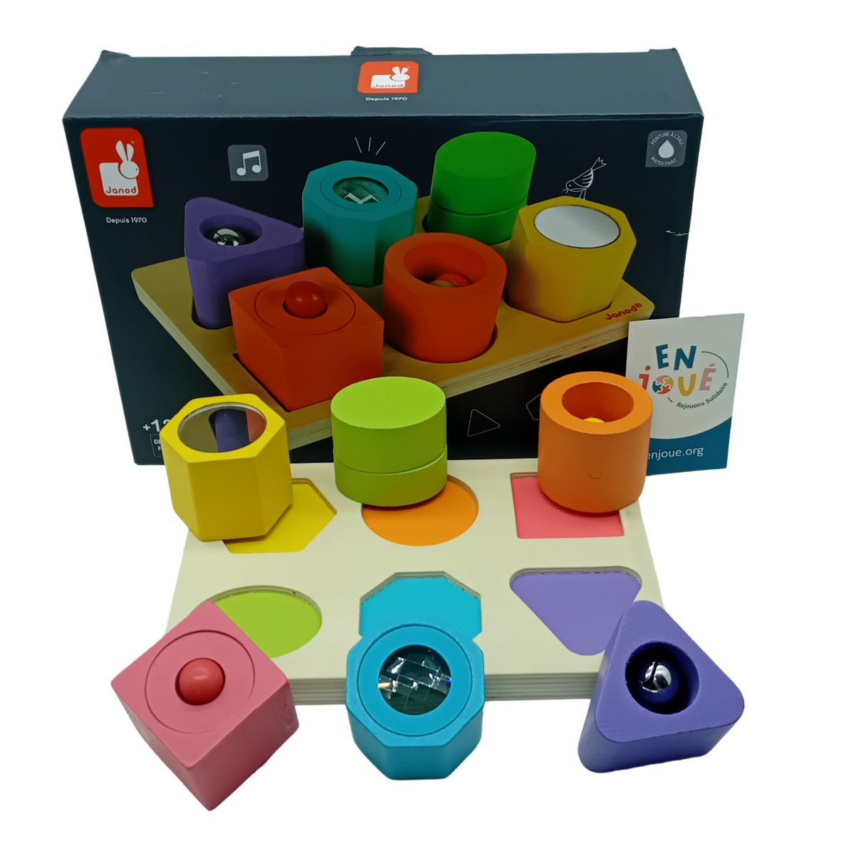 Jouet en bois - Puzzle 6 cubes sensoriels I Wood - Janod - A partir de 12 ans. Comme neuf - Vue 2 - 
