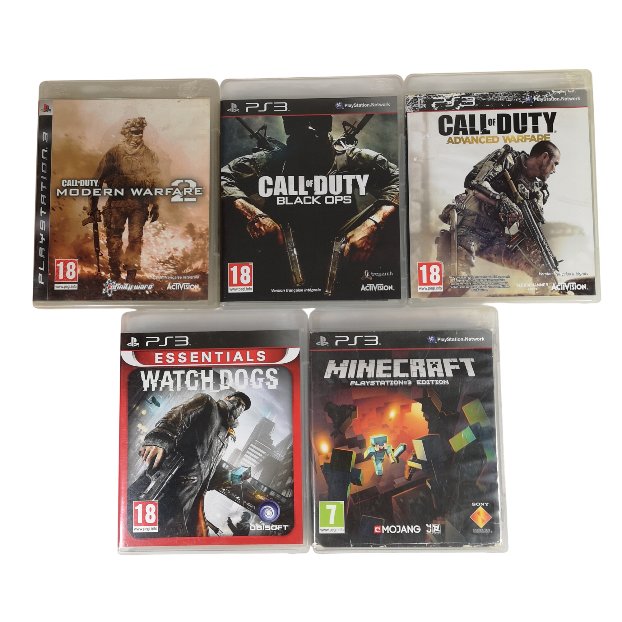 Lot de 5 jeux d'action/aventure PS3 Call of Duty Watchdogs Minecraft État correct -  reconditionné disponible sur Label Emmaüs