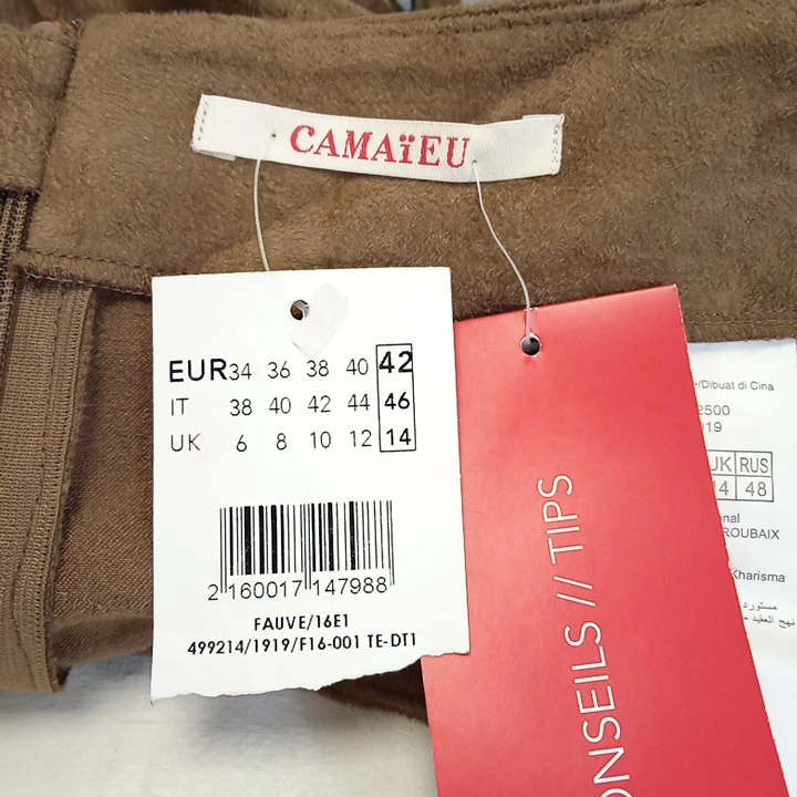 Jupe camaïeu taille 42 couleur fauve - Photo 2