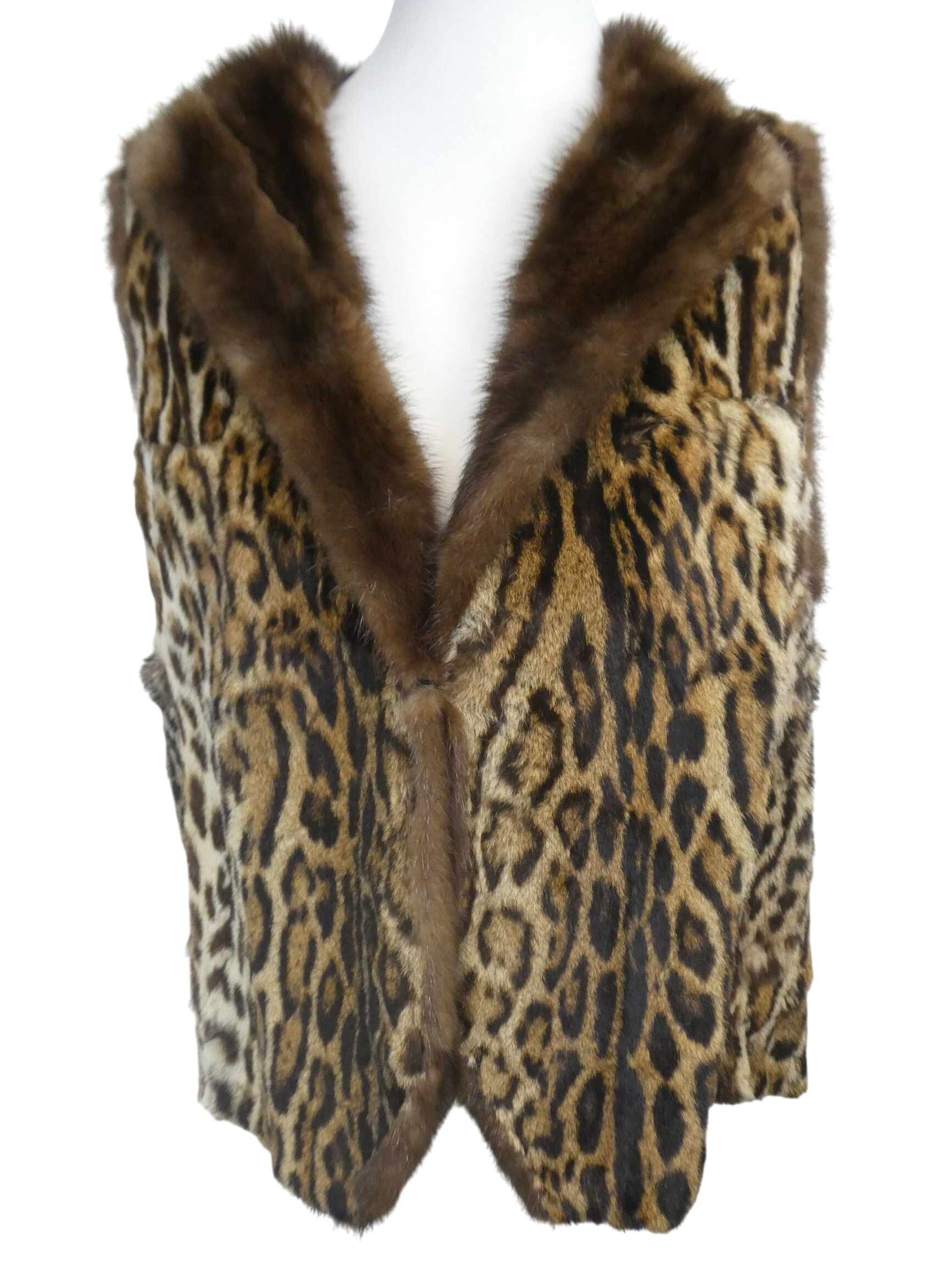 Gilet en fourrure motif léopard sans manches - Photo 0