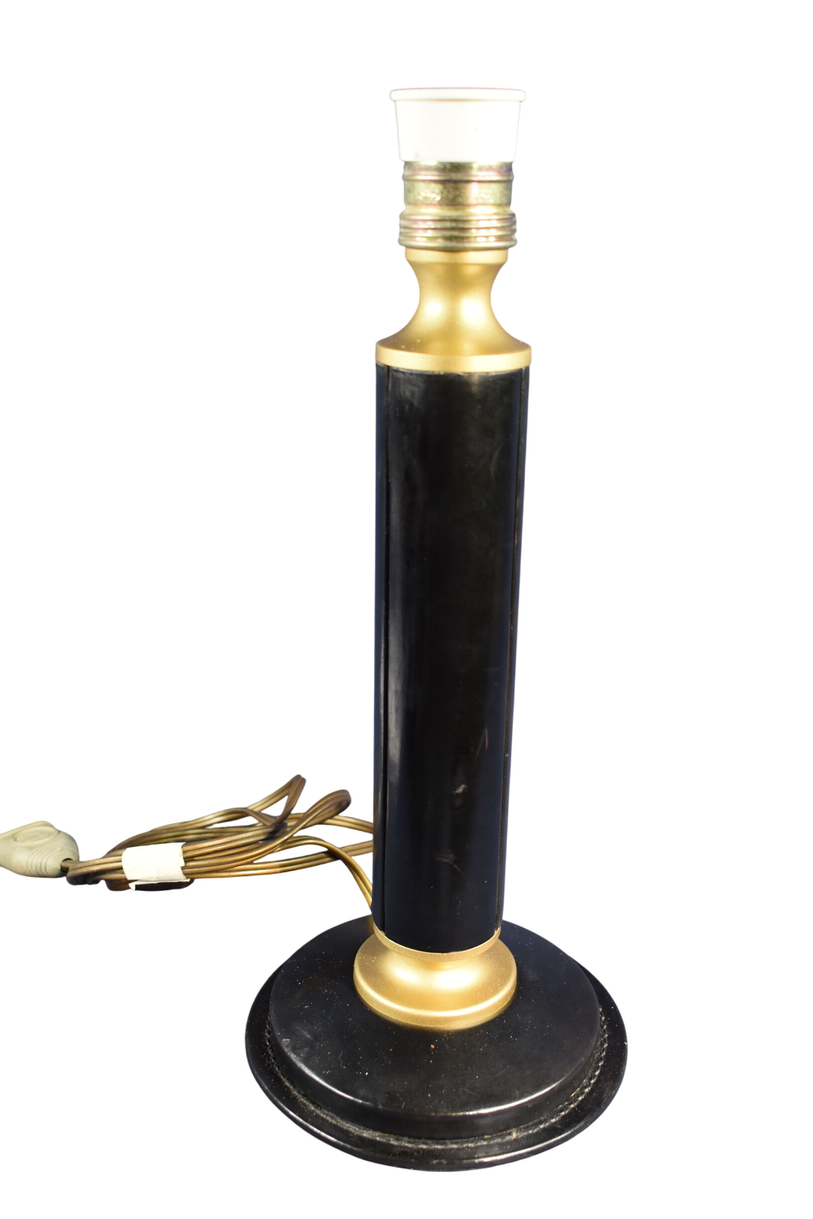Pied de lampe cylindrique gainé de cuir 