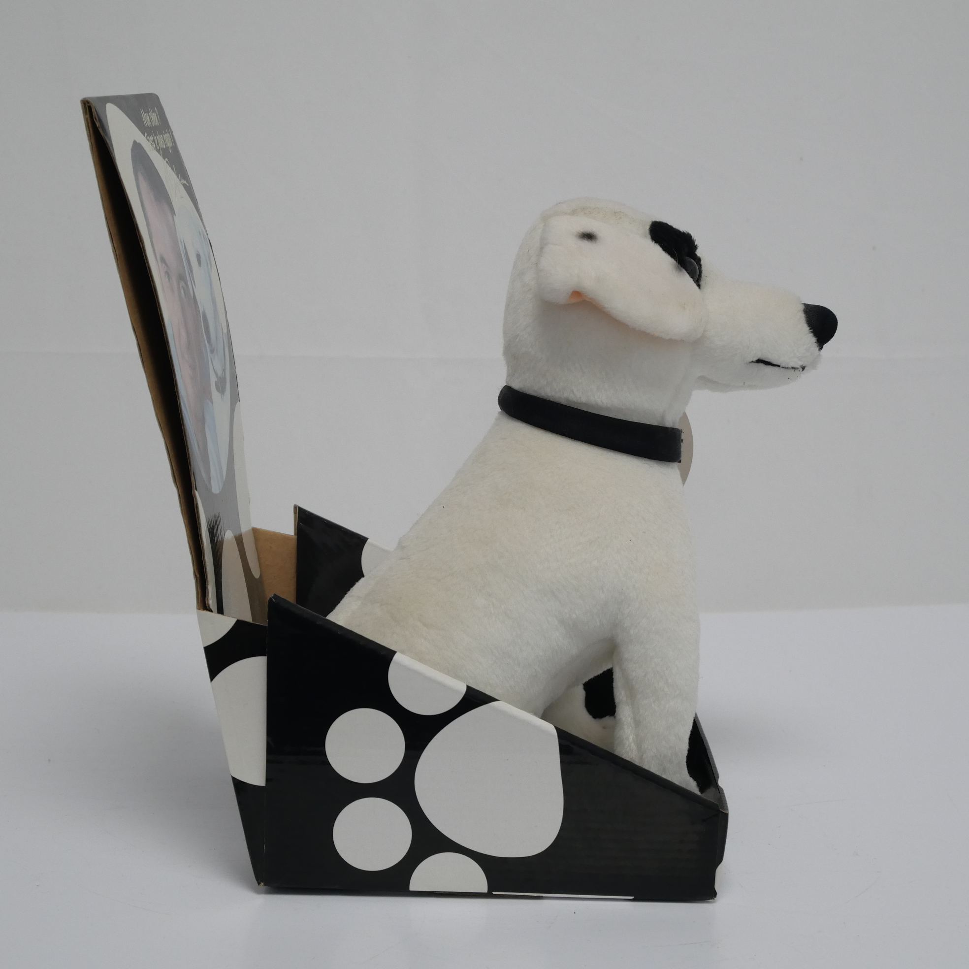 Peluche du Chien Blanc Cocarde noir-de Christophe Dechavanne - "Mon Chien ? C’est le plus rigolo !" Bon état - Vue 4 - 