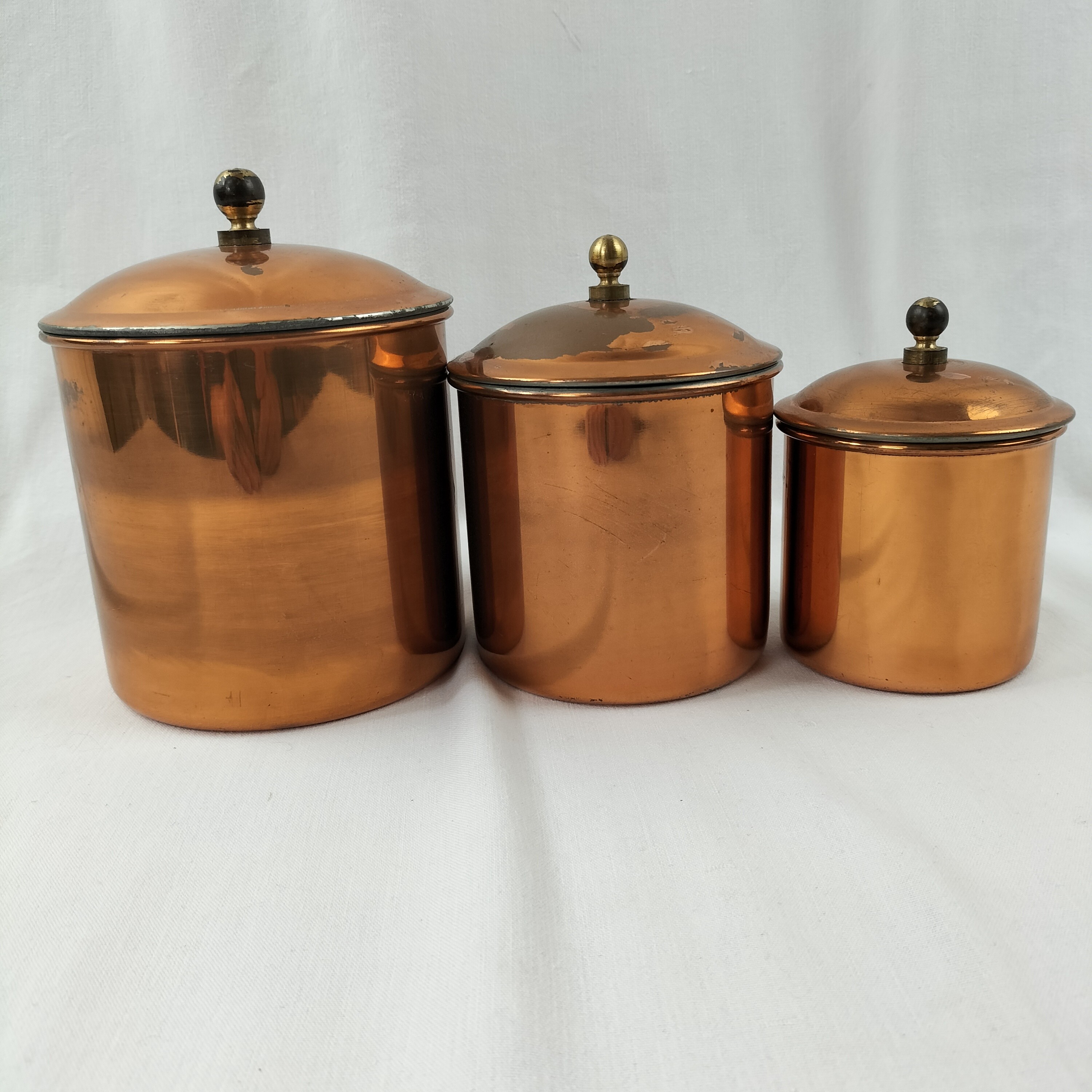 Trio de Pots de Cuisine Vintage en Métal Cuivré – Sucre, Café, Thé - Photo 16