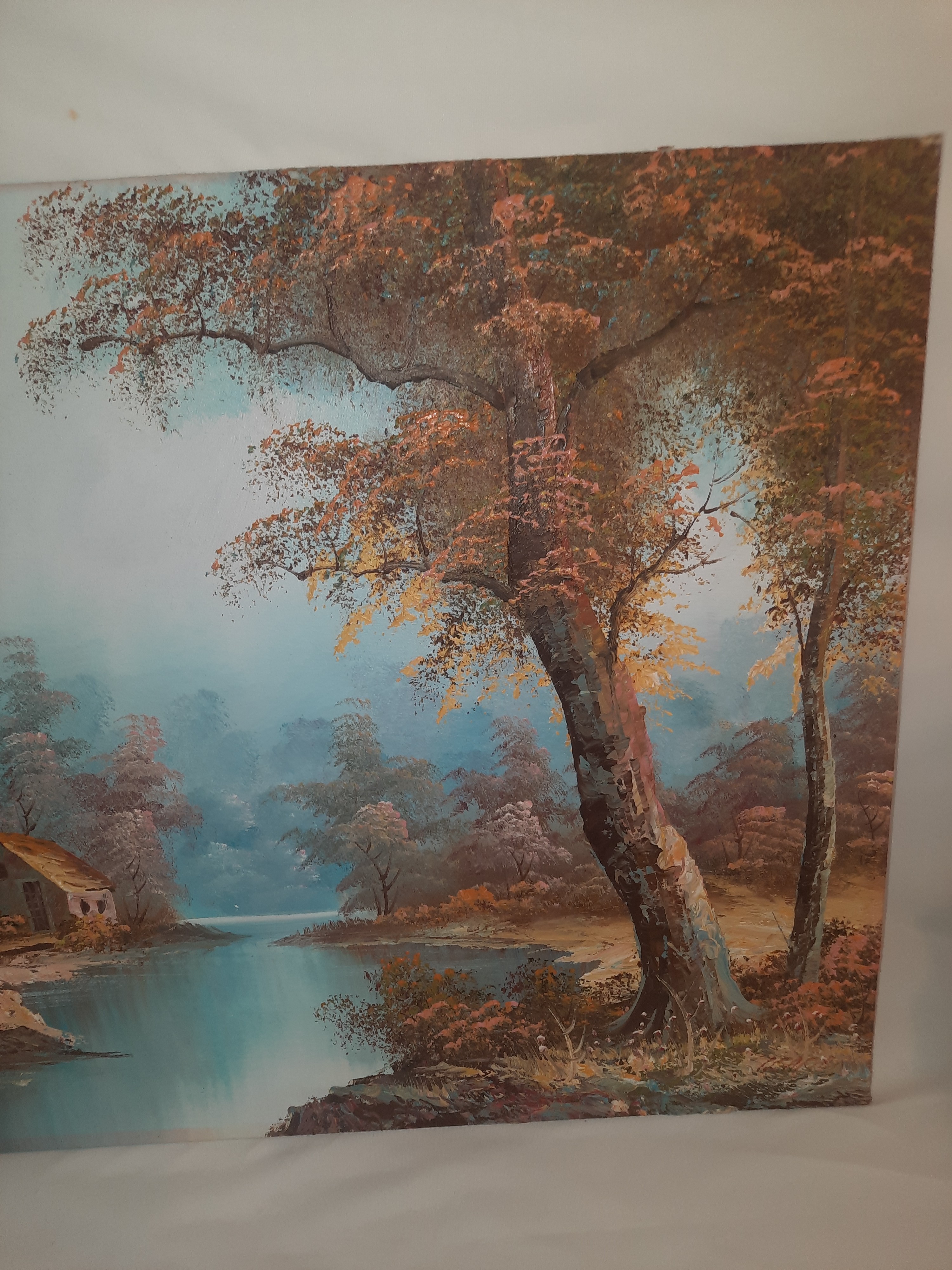 Paysage automne rivière, tableau certifié Bon état - Vue 4 - 