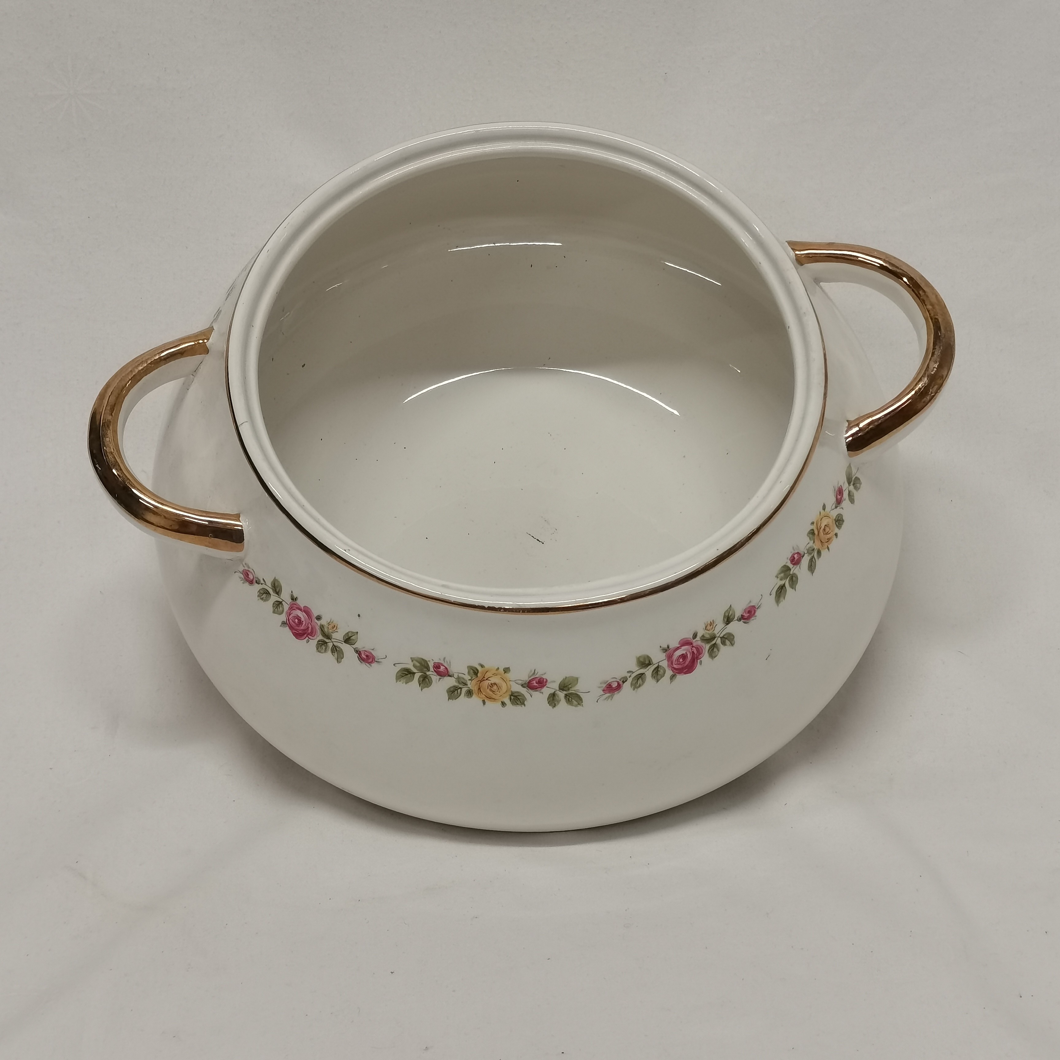 Soupière Porcelaine Italienne Motif Roses - Avec Grand Plat - Vintage
